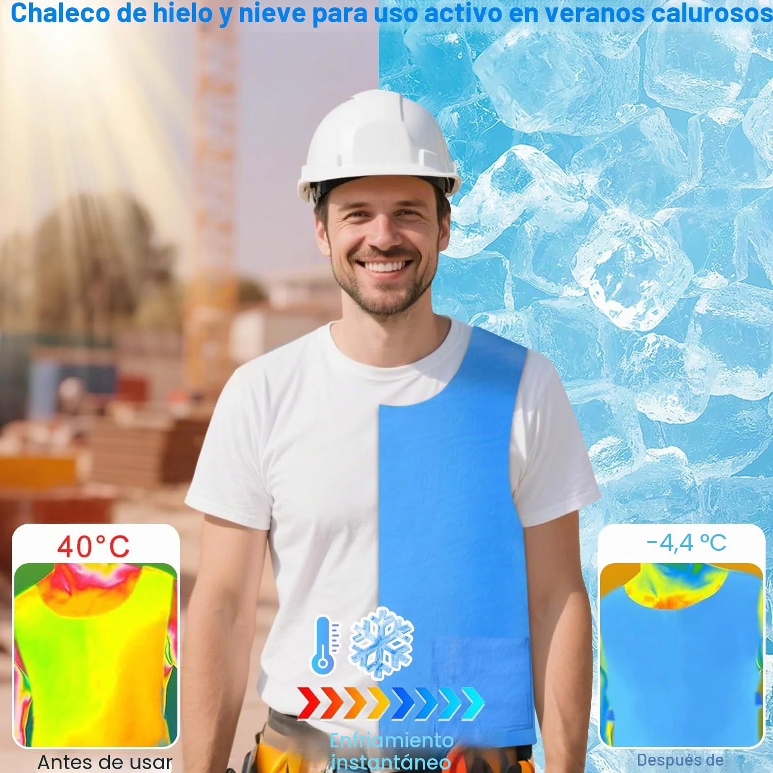 Chaleco Hielo Refrescante Enfriamiento Evaporativo para Trabajo al Aire Libre
