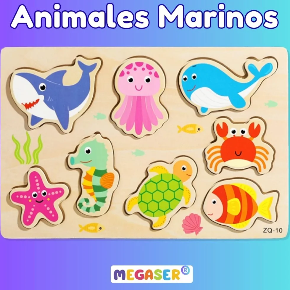 Puzzle Madera Niños 1 2 3 años 24 Animales Coloridos Set 3 Puzzles