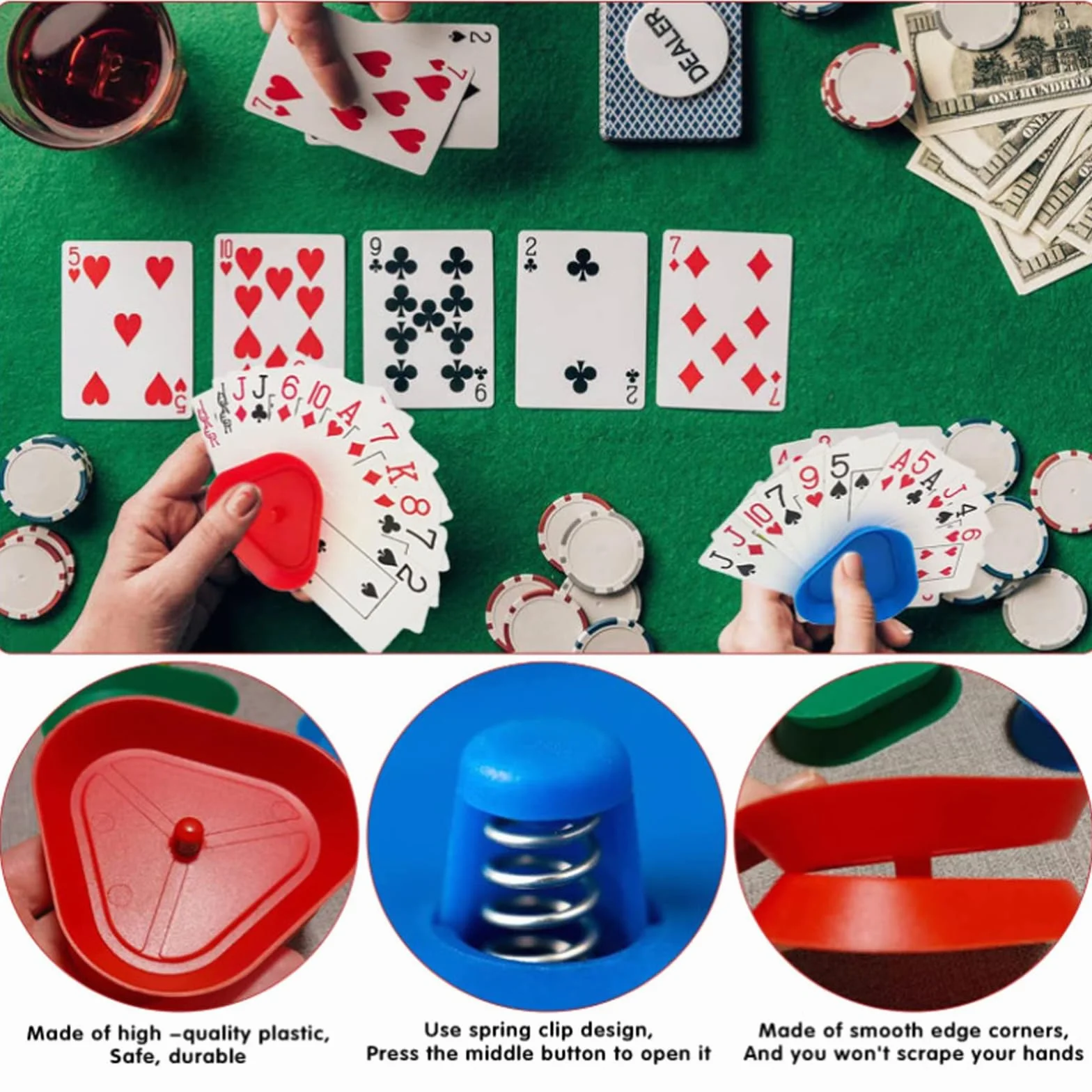 6 Piezas Soporte para Naipes, Criveple Juego de Cartas para Niños, Soporte para Juego de Cartas, Soporte para Tarjetas de Juego, para Personas Mayores y Niños