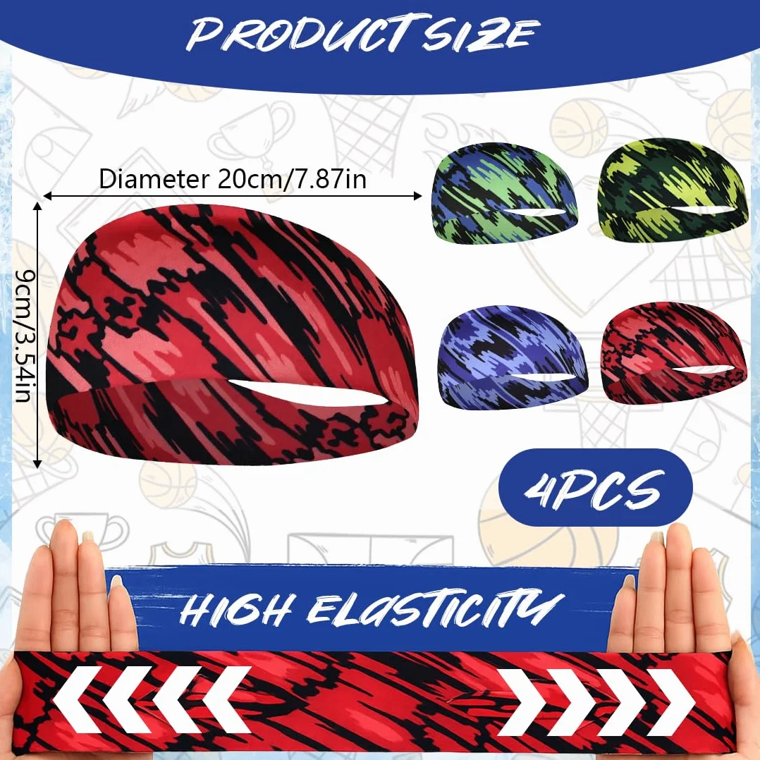 Diadema Deportiva para Niños 4 Piezas, Transpirable, Bandana Elástica para Correr, Bici, Entrenar