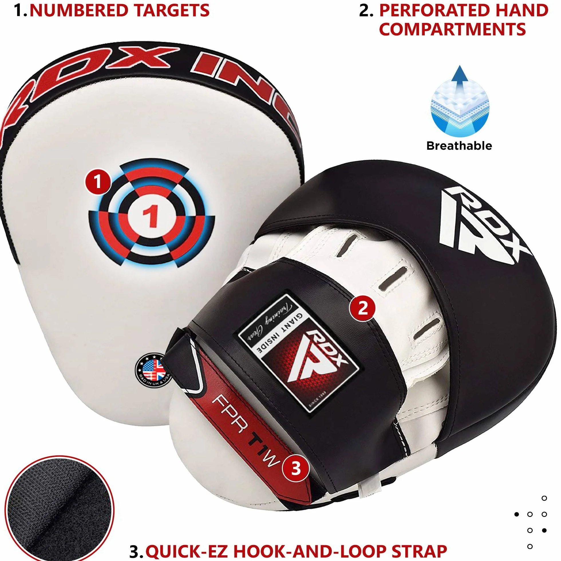 RDX Maya Hide Cuero Curvadas Boxing Pads Gancho Jab Patada Almohadilla Kick Boxing Sparring