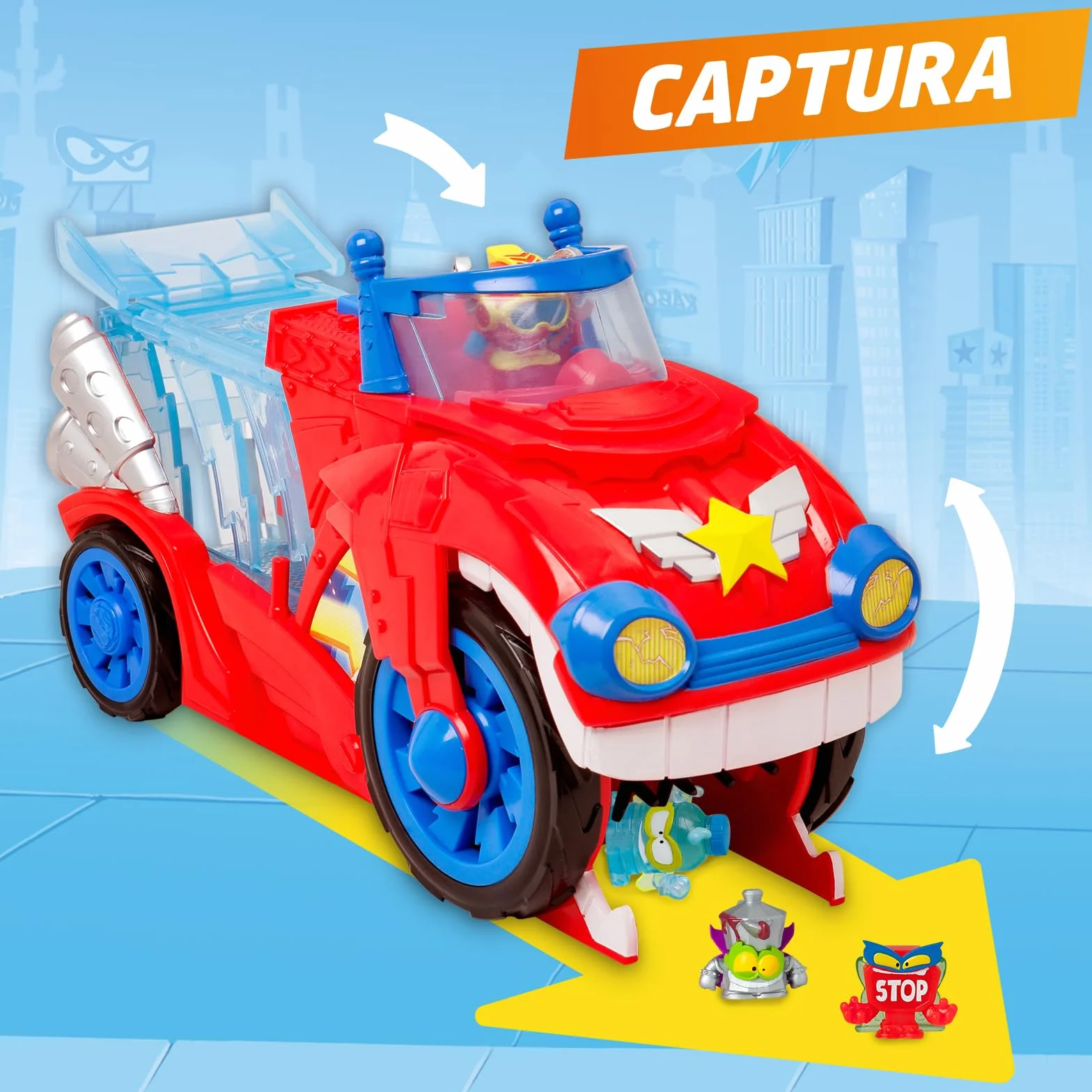 SuperThings Kazoom Power Bite Attack Vehículo Doc Vroom con Cárcel Extraíble