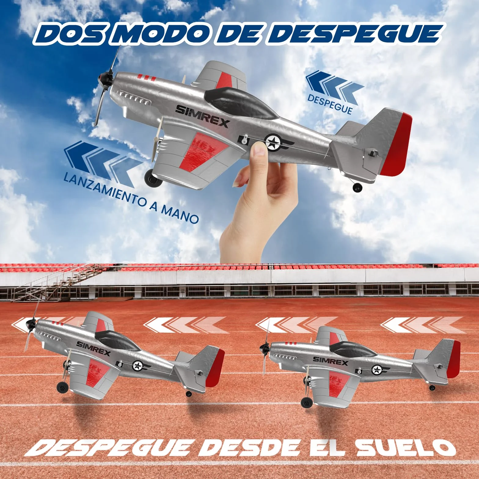 SIMREX TOY-2409 - Avión RC de 2.4 GHz con estabilizador giroscópico de 6 ejes, 3 canales RTF, avión de control remoto para principiantes, niños y adultos