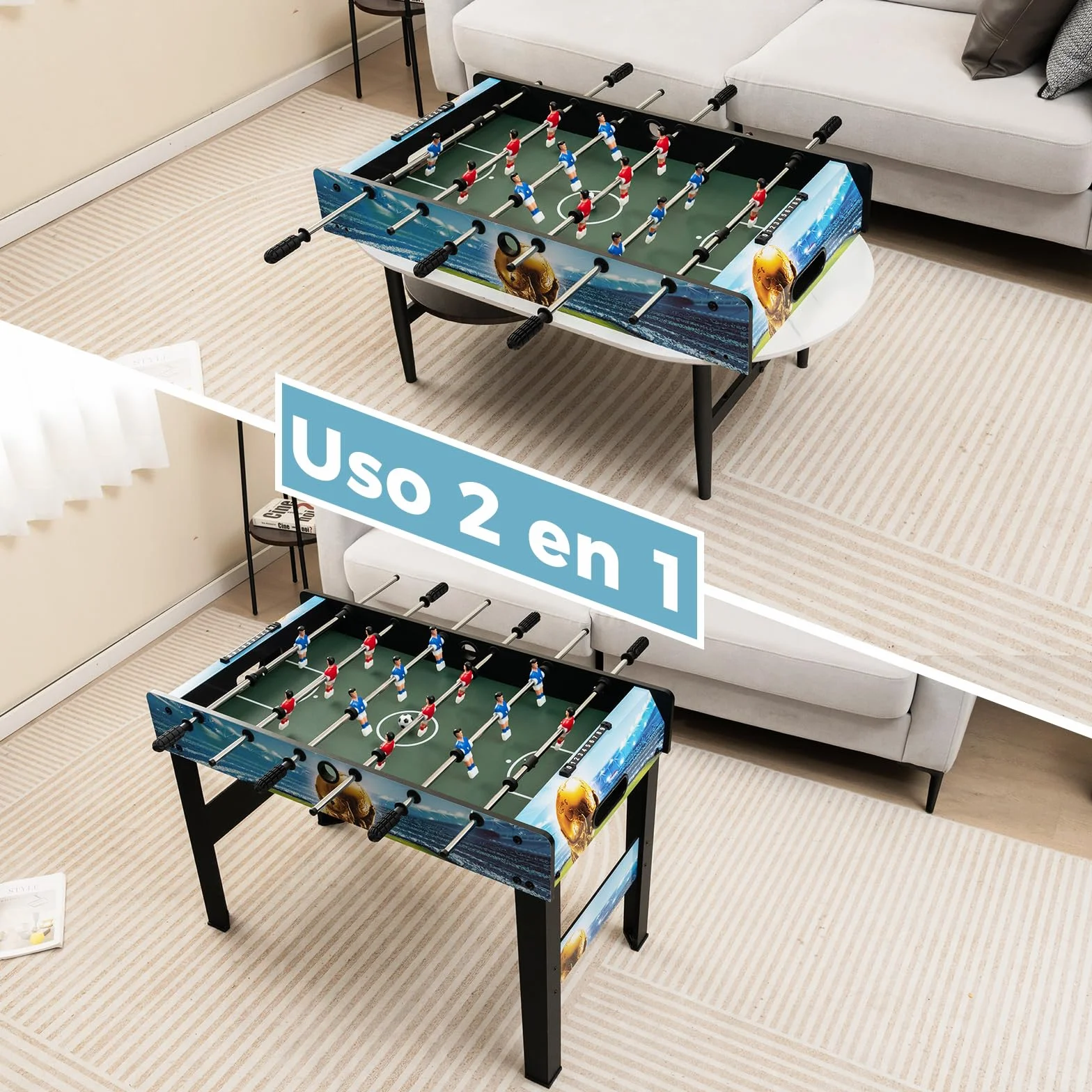 COSTWAY Futbolín de Mesa de 94 cm, Futbolines con Marcador, Patas Extraíbles, Juego de Fútbol para Sala de Juegos, Fiestas, Metegol, Futbolines para Niños y Adultos, 94 x 51 x 68,5 cm
