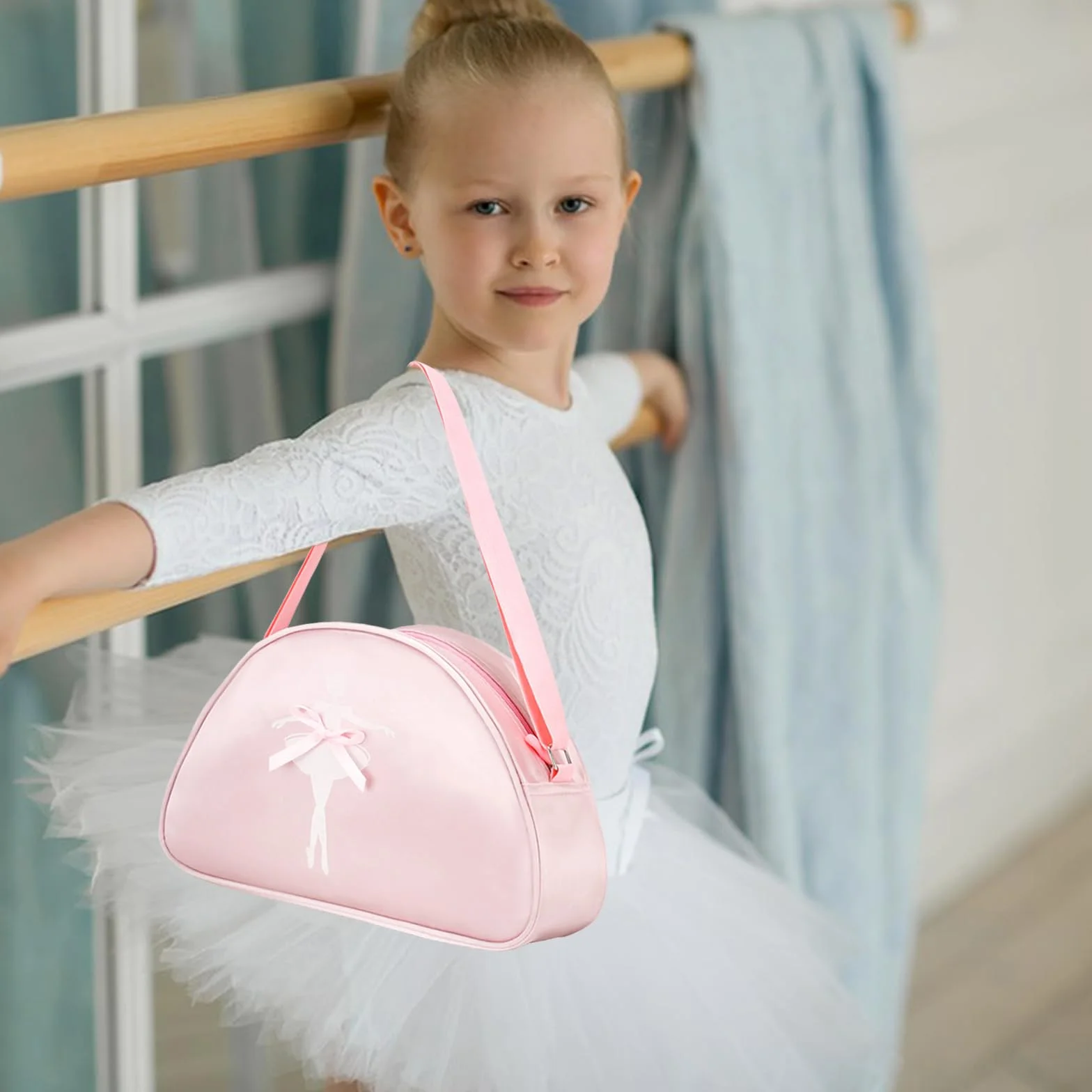 Mochila de Ballet Bordado Lentejuelas para Niñas Baile Bolso Deportivo Rosado