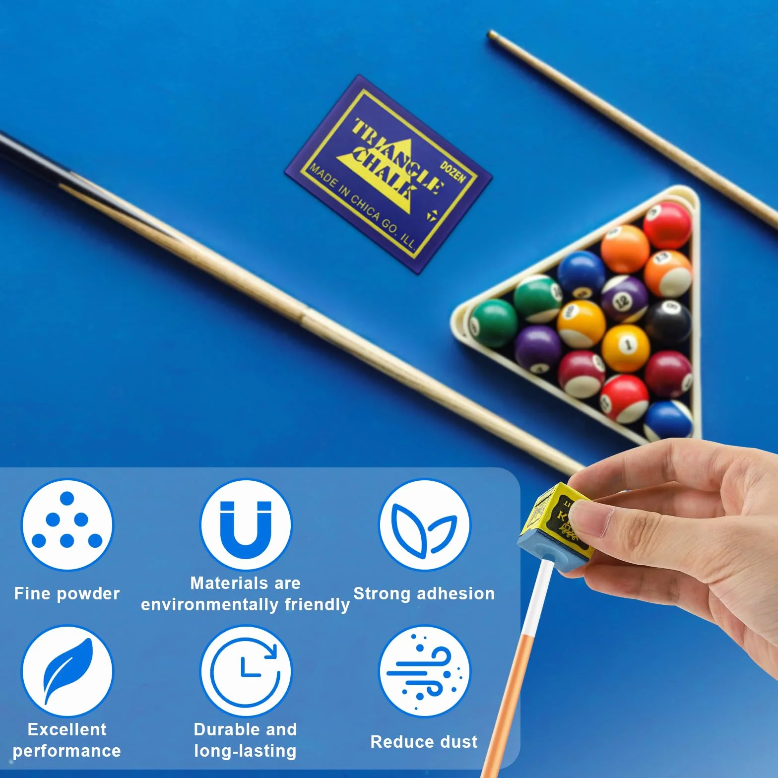 Juego de 12 tizas de billar premium para jugadores profesionales (azul)