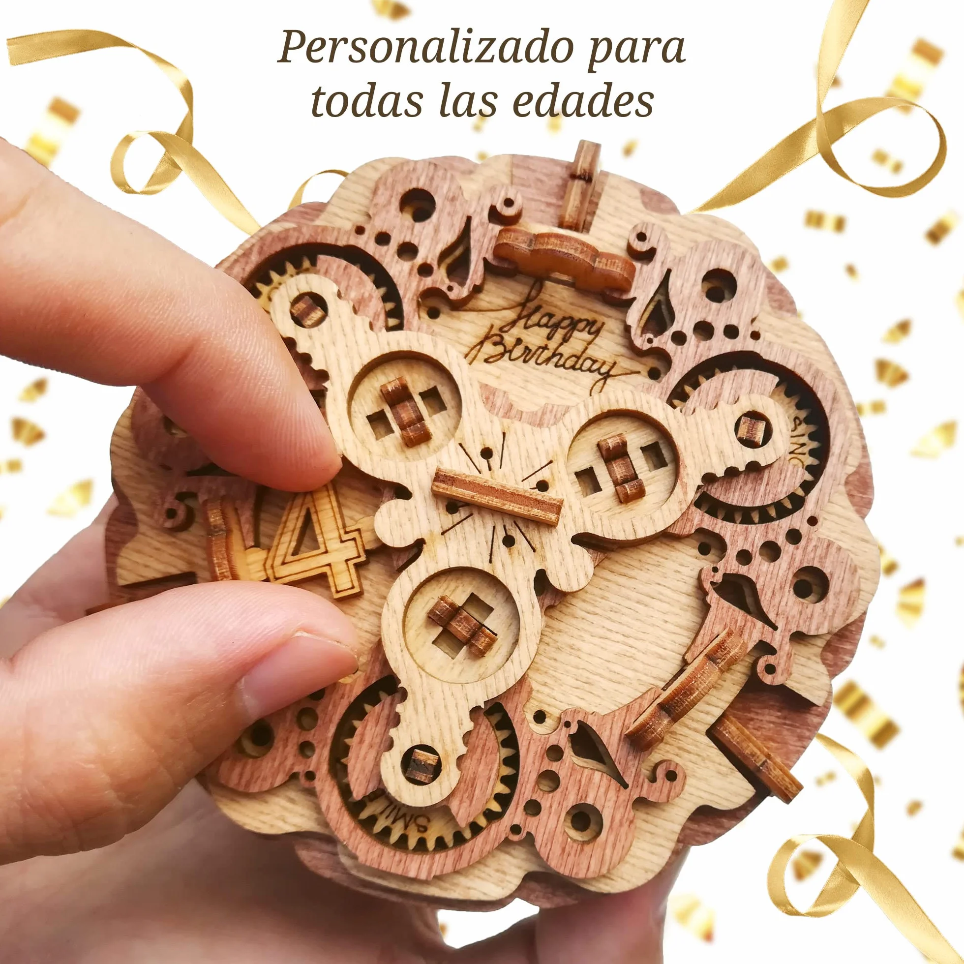 iDventure Birthday Puzzle Box - Regalo para cumpleaños Individual - Caja Secreta Japonesa - Caja misteriosa para Dinero - Puzzle 3D de Madera - Regalos Hucha Originales - Rompecabezas para Adultos