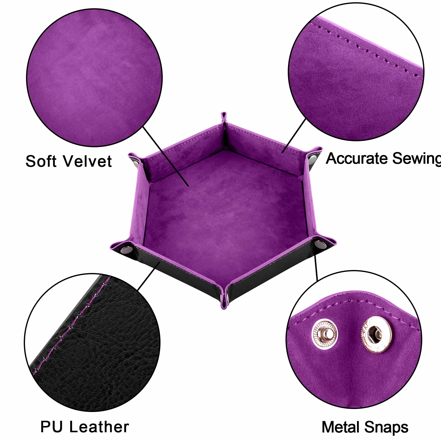 SIQUK 2 Piezas Bandeja de Dados Tablero de Dados de Doble Cara PU y Terciopelo Dice Tray Soporte de Dados para DND RPG y Otros Juegos de Mesa (Gris, Violeta)