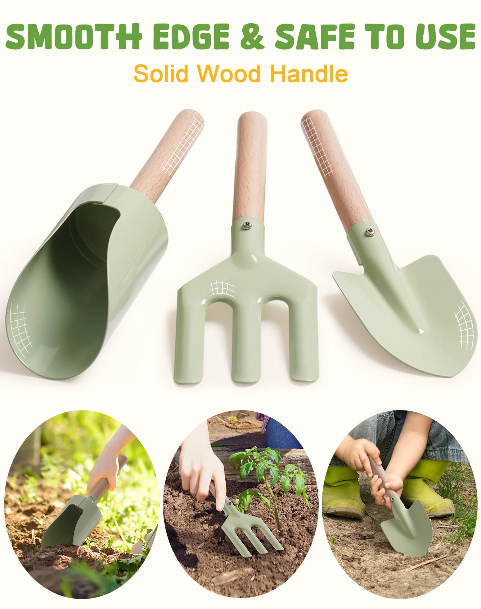 ROBOTIME Juego de herramientas de jardinería para niños, kit de herramientas de jardín de 18 piezas para niños pequeños con regadera, guantes, delantal y sombreros, bolsa de herramientas y juego de