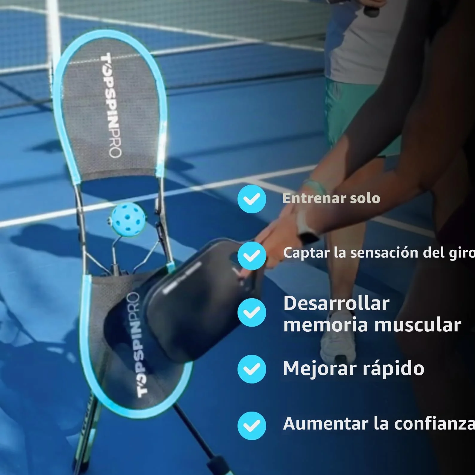 TopspinPro Para Pickleball | Ayuda de Entrenamiento Topspin para Servicio Vicioso y Golpes de Fondo Potentes | Entrenador de Pickleball