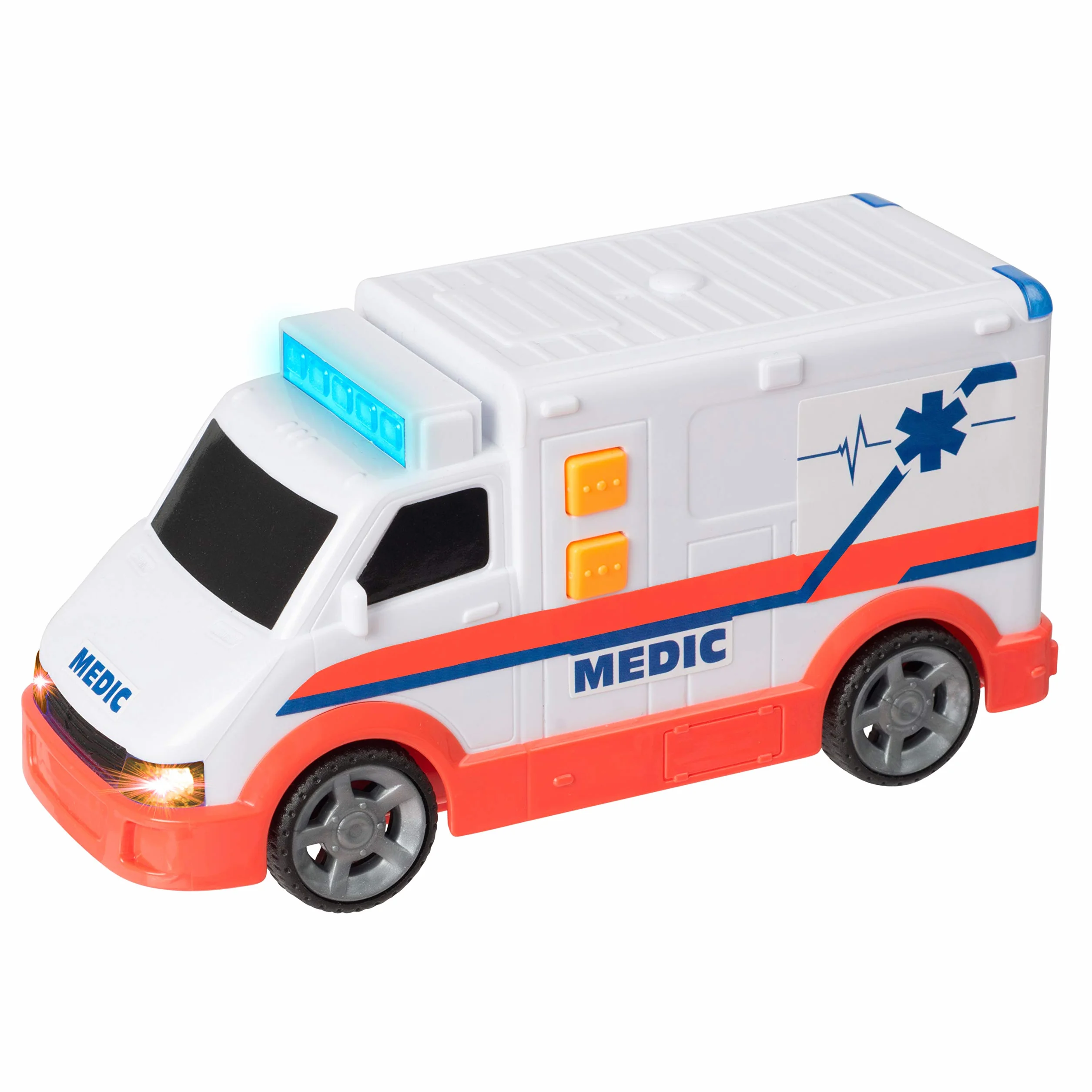 Teamsterz- Ambulancia, Luces y Sonido, Coches, Juguetes con Ruedas, Automóviles, Color Blanco, Producto Oficial (CyP Brands)
