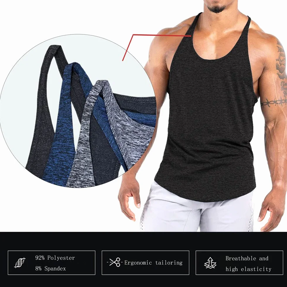 Camiseta Tirantes Entrenamiento Hombre Secado Rápido Culturismo Gimnasia