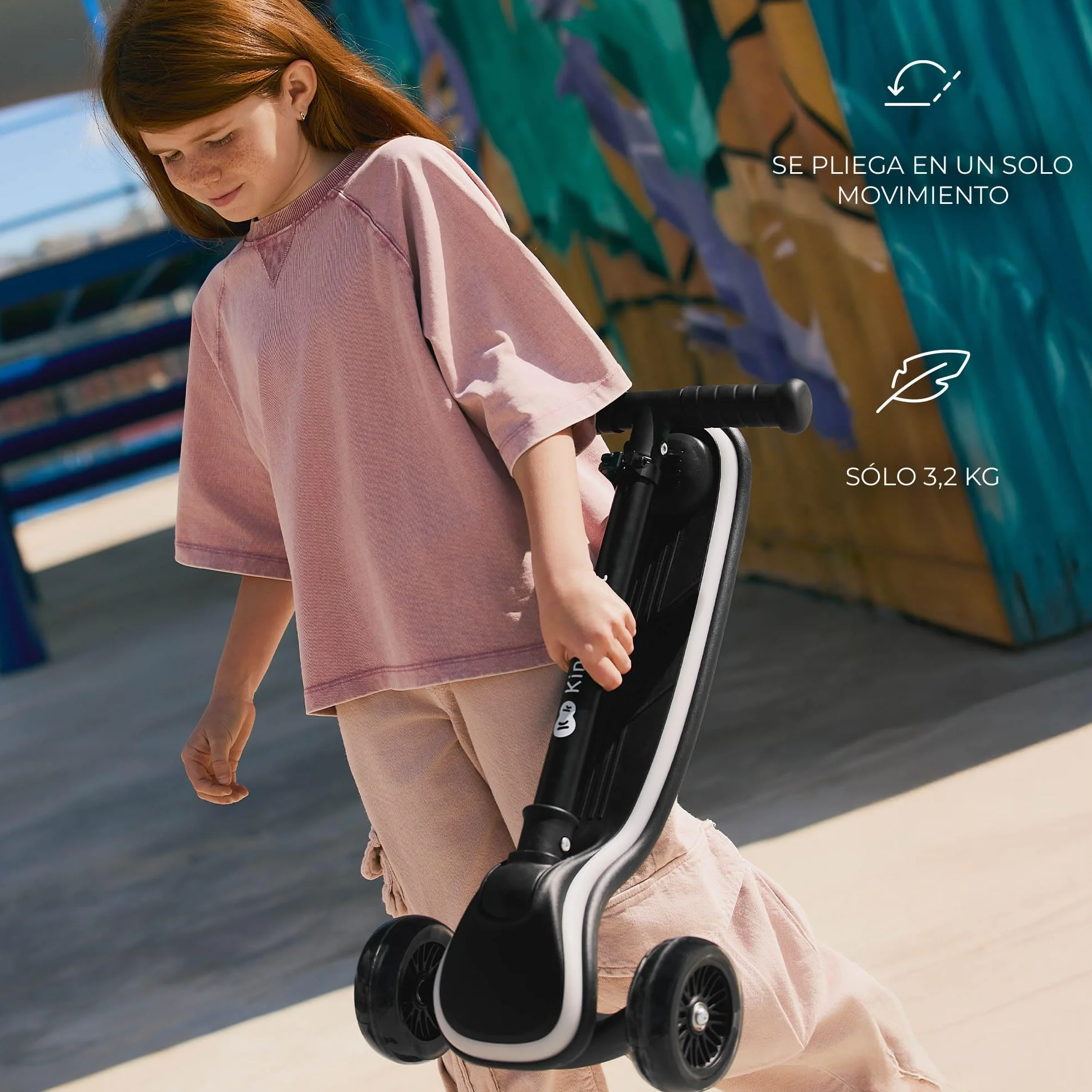Kinderkraft RAKET Patinete para niños 1 año 50 kg Ruedas LED Manillar Regulable Altura Rosa