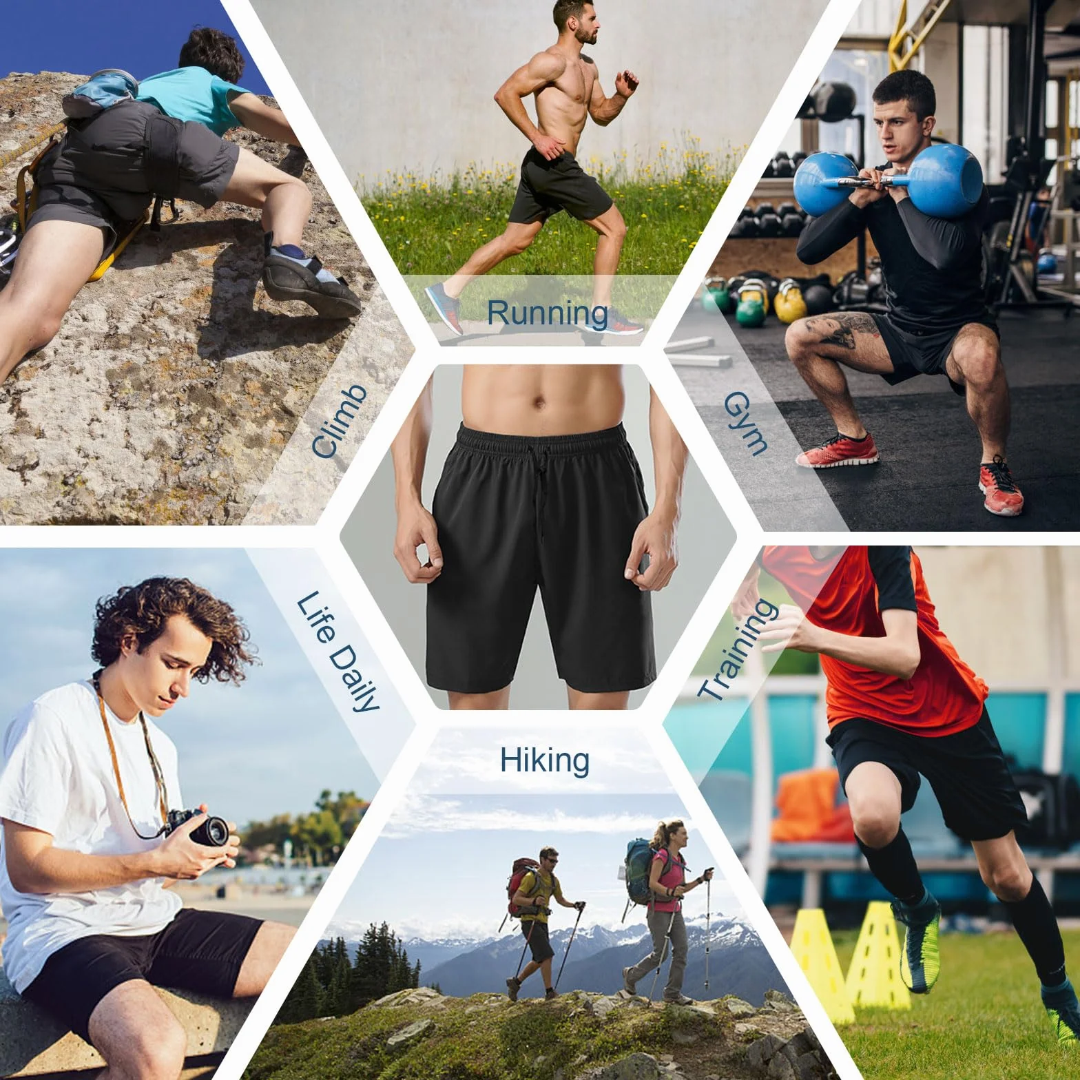 AOMIG Pantalones Cortos Deportivos de Secado Rápido para Hombre, Ligeros y Transpirables para Entrenamiento, Correr, Gimnasio