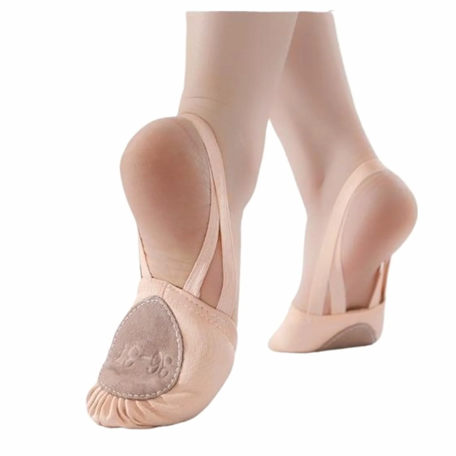 Punteras Gimnasia Rítmica Zapatilla de Ballet Media Suela con Tira Elástica Light Pink Girls 30-31