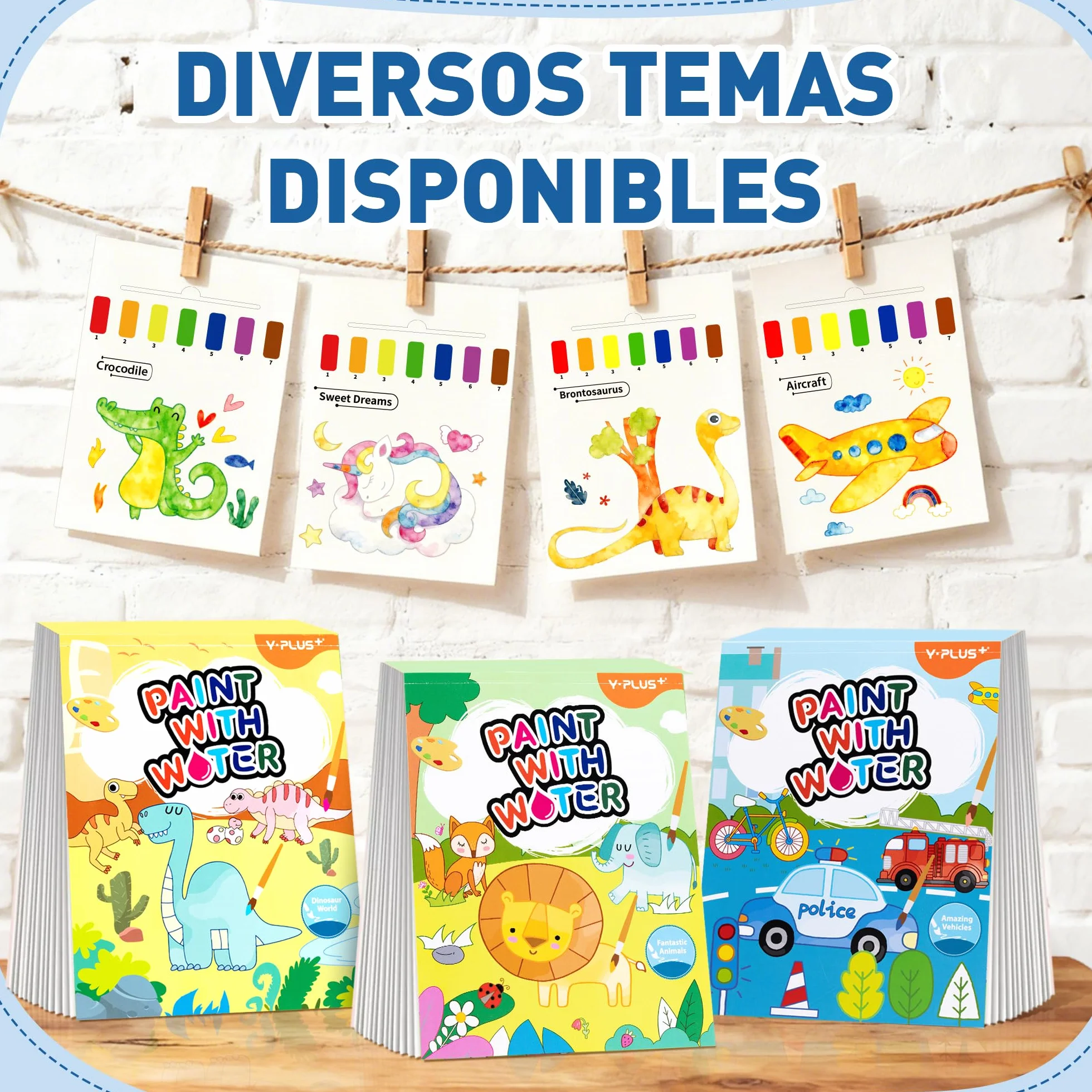 YPLUS Pintura con Libros de Agua para Niños Pequeños，Papel de Acuarela para Edades de 1 a 4 años，Regalo de Arte Artesanal con Pincel e Ilustraciones de Animales Incluidas