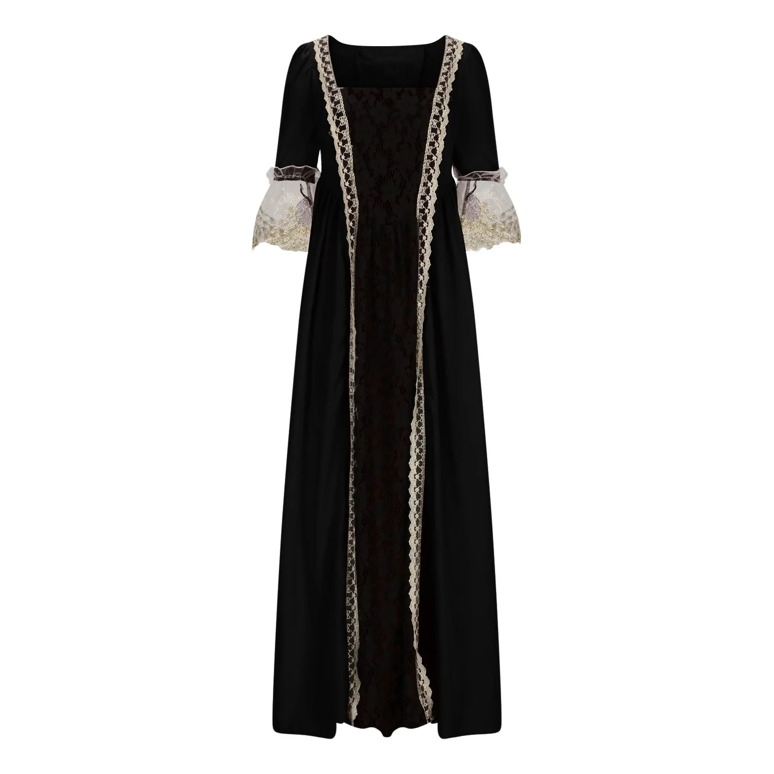 Generisch Vestido gótico de mujer con mangas para cosplay, eventos de media corte, estilo medieval, ropa de fiesta