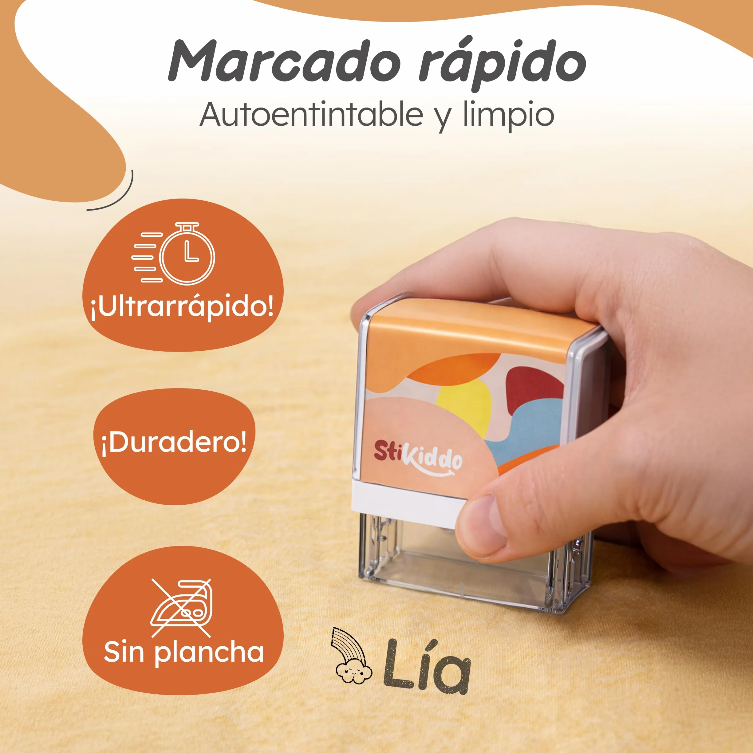 Sello Ropa Niños Personalizado - Para Tejidos, Objetos y Papel - Marcador Ropa Niños resistente al Lavado, Ideal para la Guardería y el Colegio