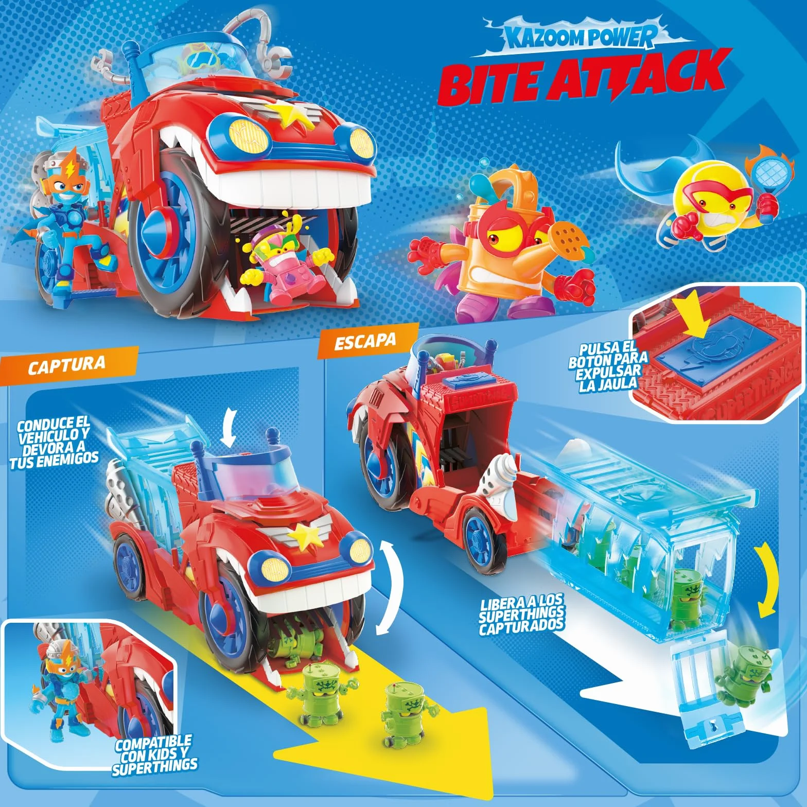 SuperThings Kazoom Power Bite Attack Vehículo Doc Vroom con Cárcel Extraíble