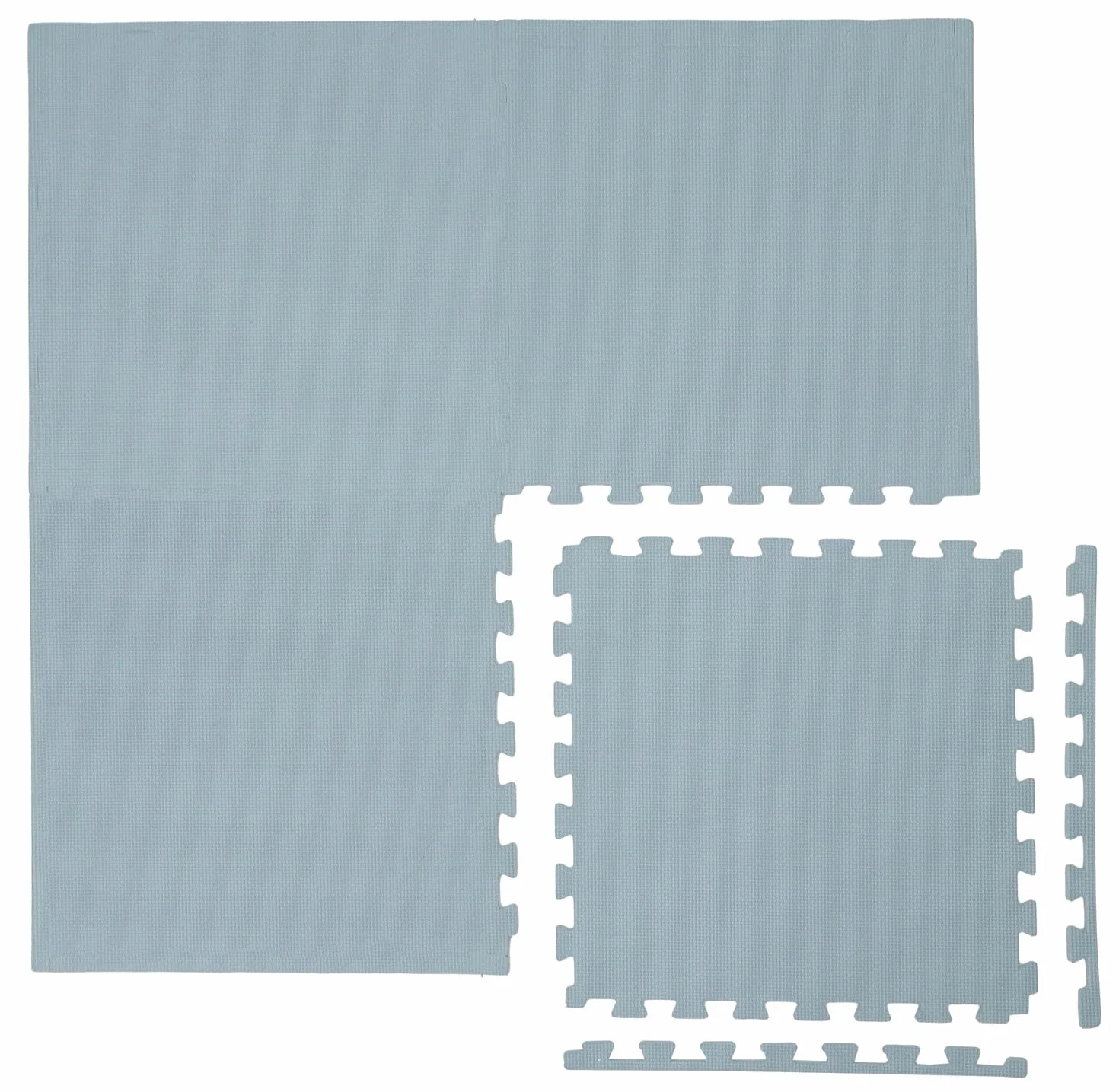 LittleTom Alfombra Puzzle Infantil Azul - 4 Piezas Encajables 50x50 cm - Colchoneta de Goma Espuma EVA 100x100 cm para Niños - Protector Suelo Acolchado sin BPA - Manta de Juegos Impermeable