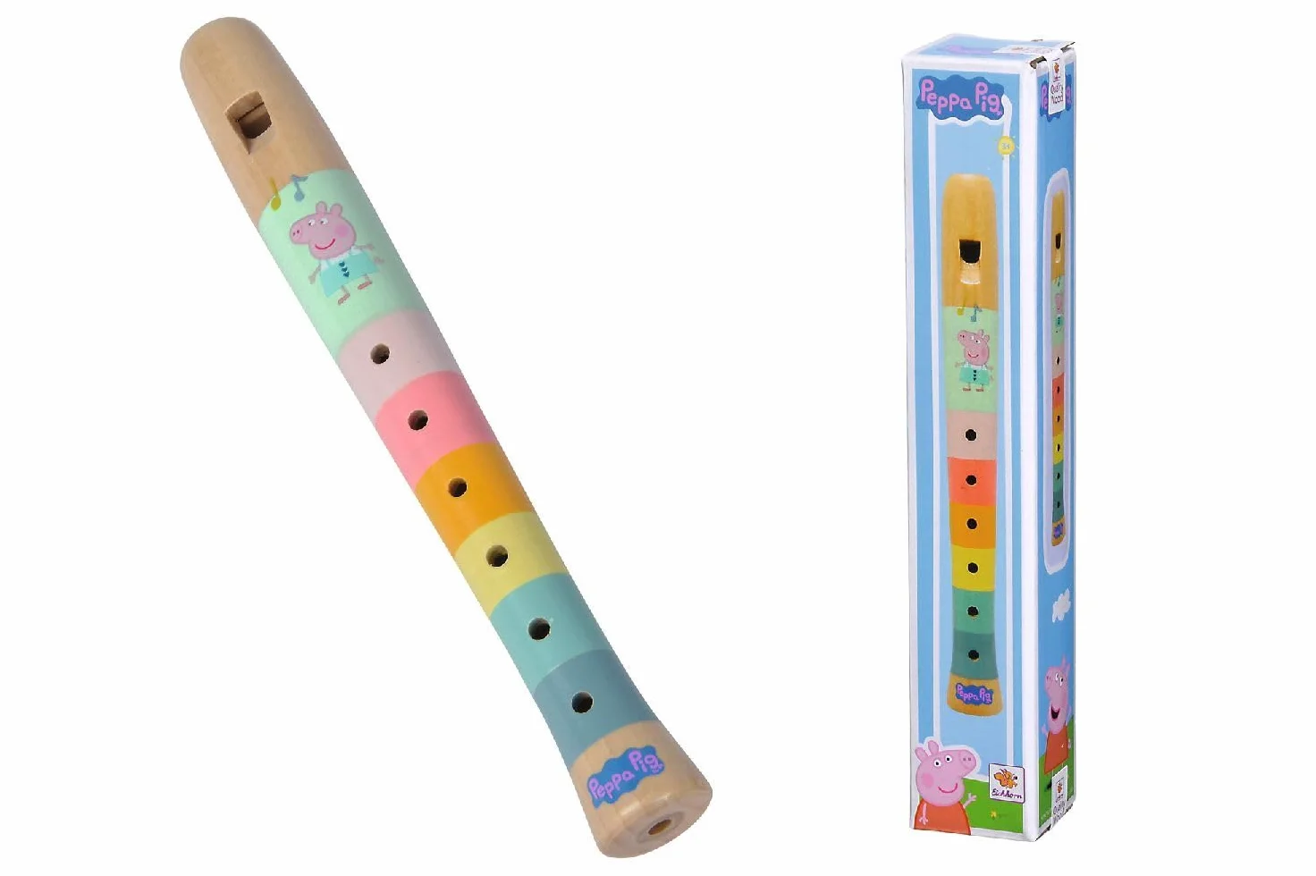 Eichhorn - Flauta de Madera de Peppa Pig de 20 cm de Largo, promueve la percepción auditiva de los niños, Produce Tonos armoniosos, de Madera de Chima, a Partir de 3 años