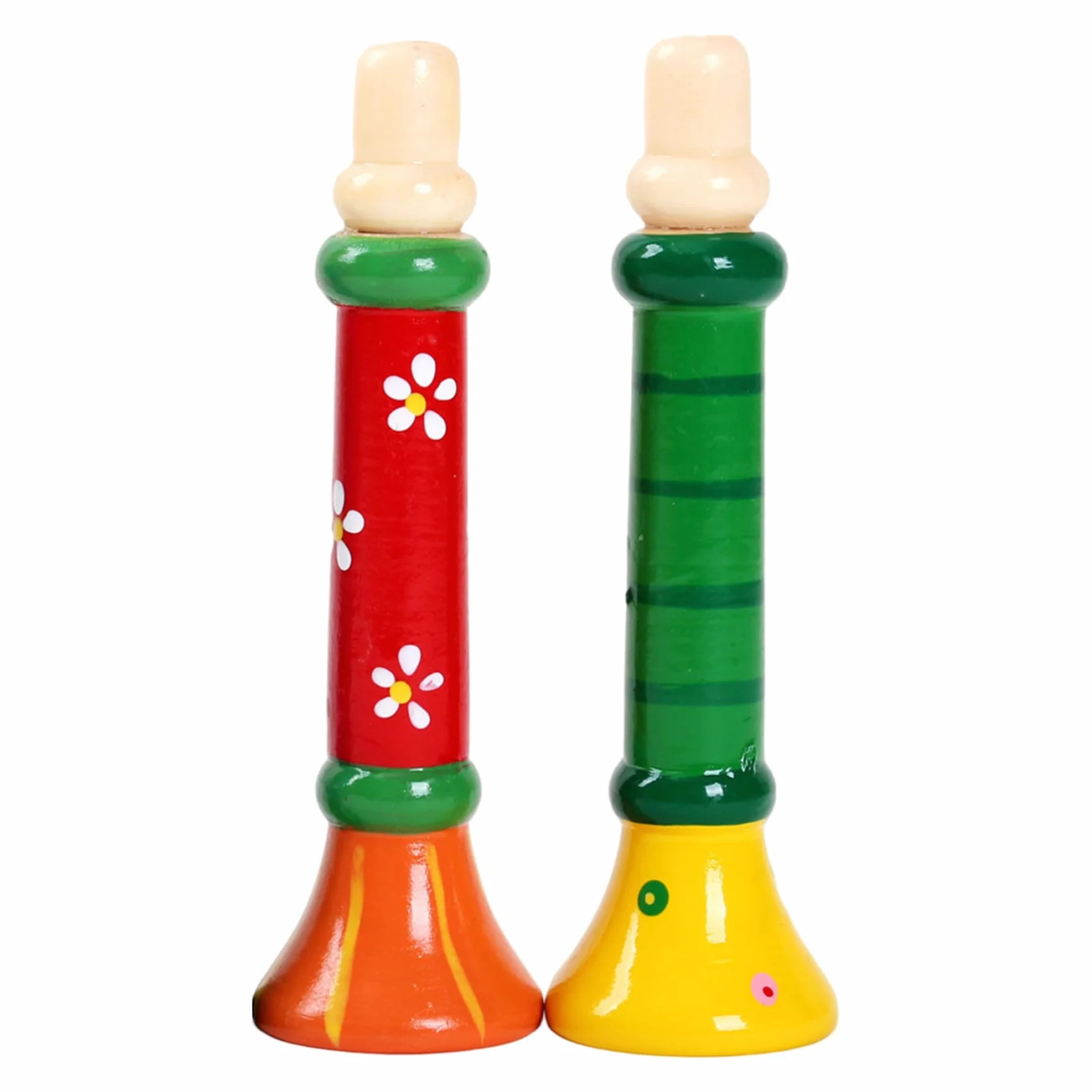 Trompeta de Juguete 2 Piezas pequeña de Madera, Linda y Segura, Trompeta para niños pequeños, Juego de simulación, Divertidos Instrumentos Musicales para niños de 1 a 3 años, Color Aleatorio, Juguete