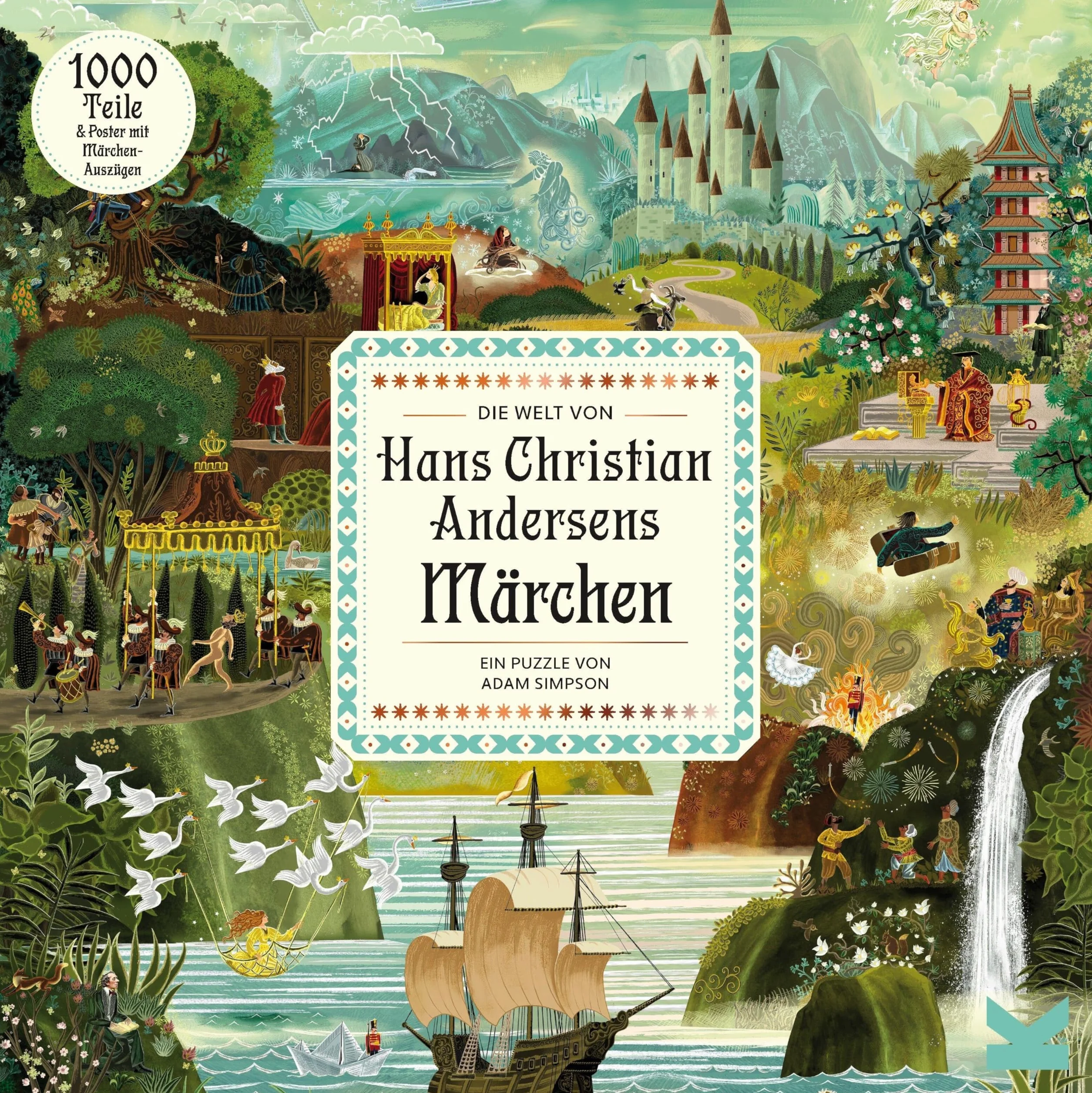 El Mundo del Cuento de Hadas de Hans Christian Andersen. Un Rompecabezas de 1000 Piezas ilustrado por Adam Simpson. con los clásicos Cuentos de Arte del narrador Maestro