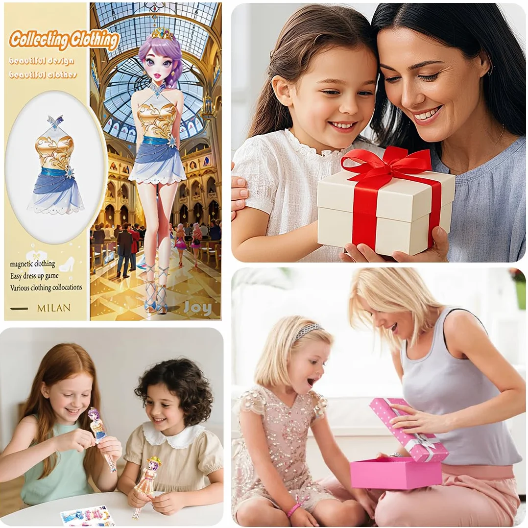 Muñecas de Vestir Magnéticas Muñeca de Papel de Vestir de Princesa Juguete de Juego de Viaje de Simulación y Juego Muñeca de Portátil para Vestir Princesas Regalo para Niña (Joy)