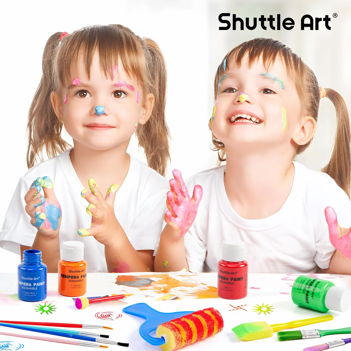 Shuttle Art Pintura Témperas, 30 Colores de Témpera en Frascos (2oz/60ml), Pinturas de Dedos No Tóxicos, Pintura al Tempera para Arte, Manualidades y Proyectos Escolares