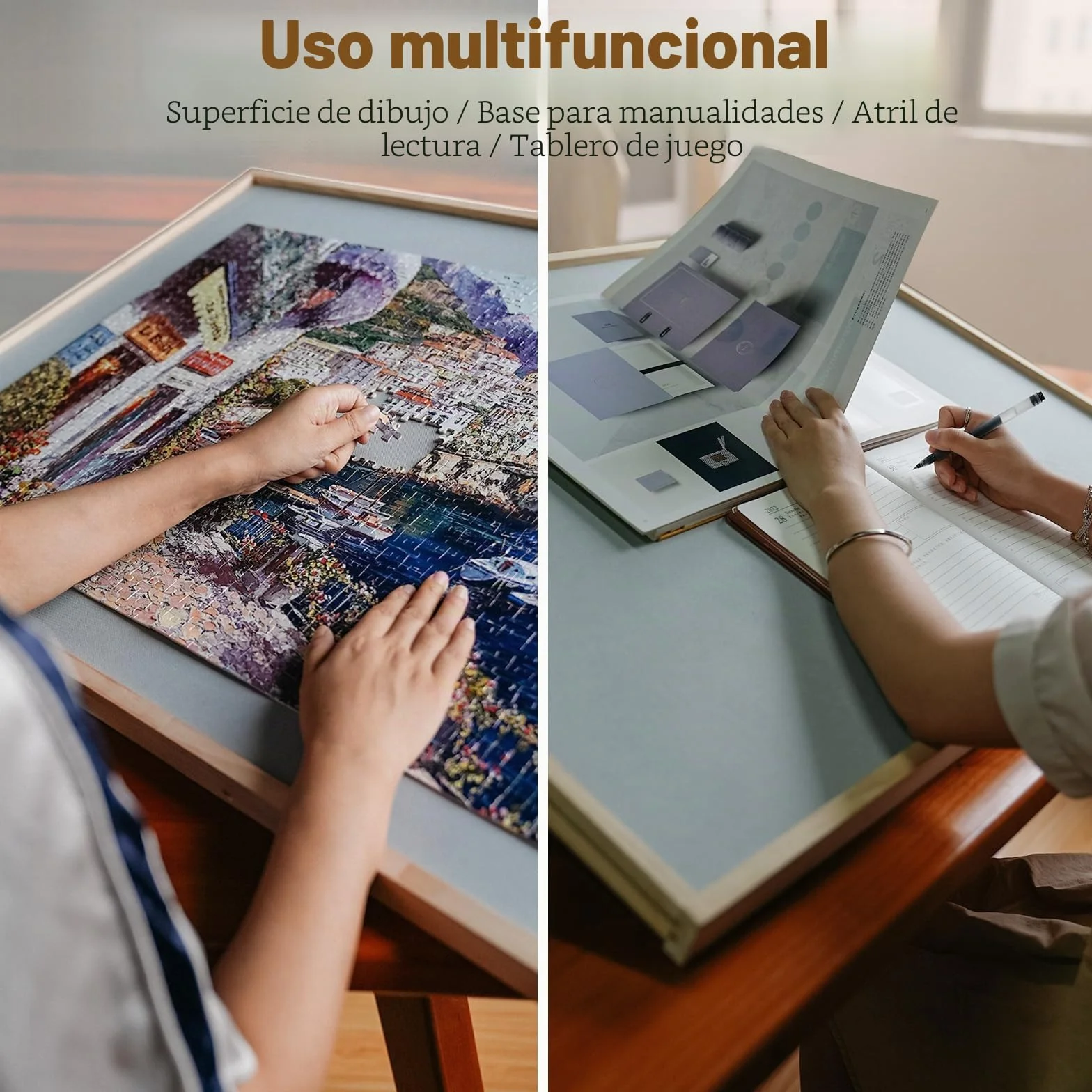 1500 piezas 2 en 1 tablero de rompecabezas inclinable y giratorio para adultos, mesa de rompecabezas de madera con 4 cajones de 64 x 87 cm, tablero portátil con Lazy Susan y cubierta