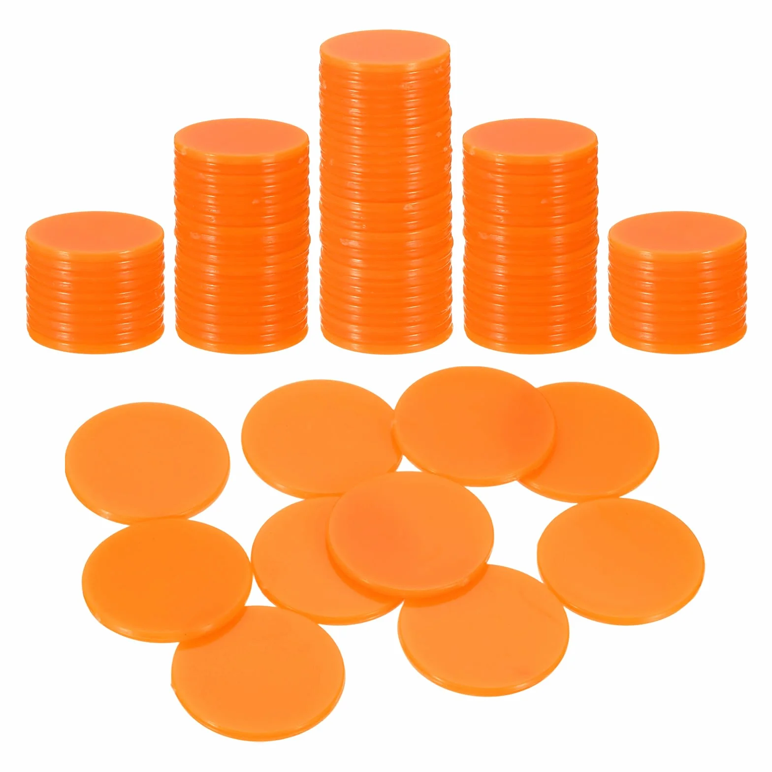 QUARKZMAN 120Pcs Fichas De Póker De 1 Pulgada, Fichas De Bingo De Plástico Contadores De Aprendizaje Discos De Conteo Marcadores Fichas De Juego Opacas, Naranja, Planas