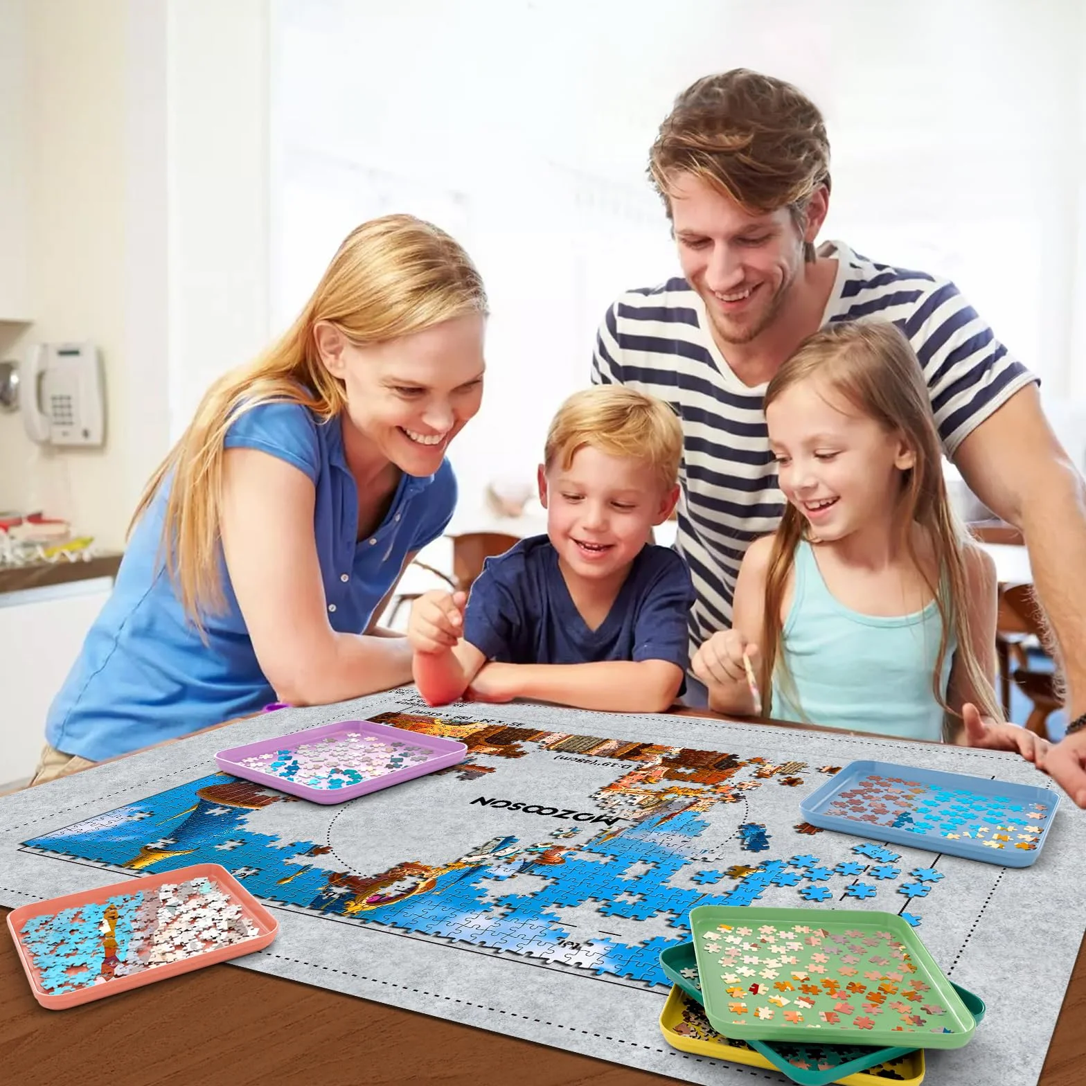 MOZOOSON 6 Bandeja Clasificadora de Rompecabezas, Puzzle Organizer, Guarda Puzzle hasta 1000 1500 2000 Piezas, Prácticos Accesorios para Puzzles