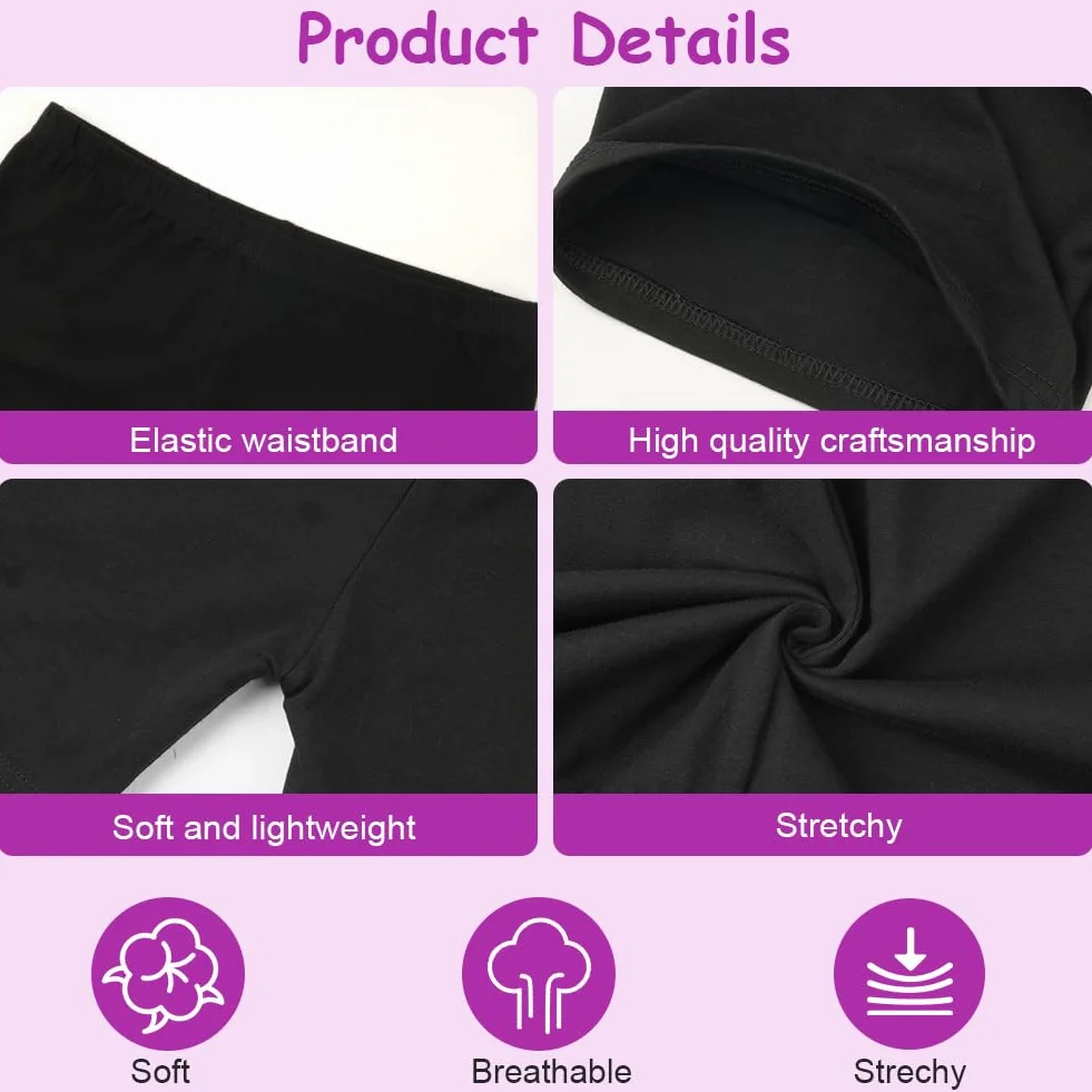 AOOWU Pantalones Corto de Danza para Niñas, 3 Piezas Ballet Shorts con Cintura Elástica 9-10 Años 140CM