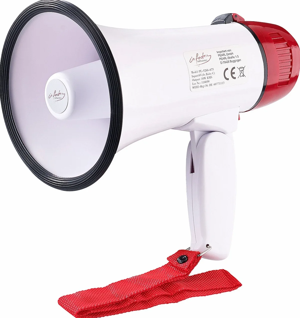 Infactory Megáfono 10W con Sirena para Entrenadores y Árbitros