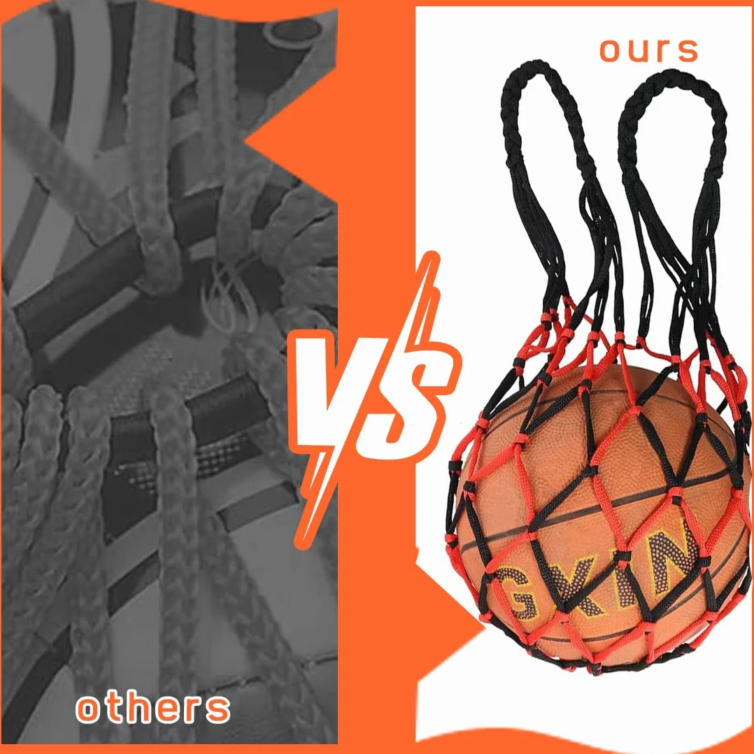 Bolsa para Balón, Red para Balones de Fútbol, con 2 Agujas Inflables, para Baloncesto, Voleibol (rojo negro)