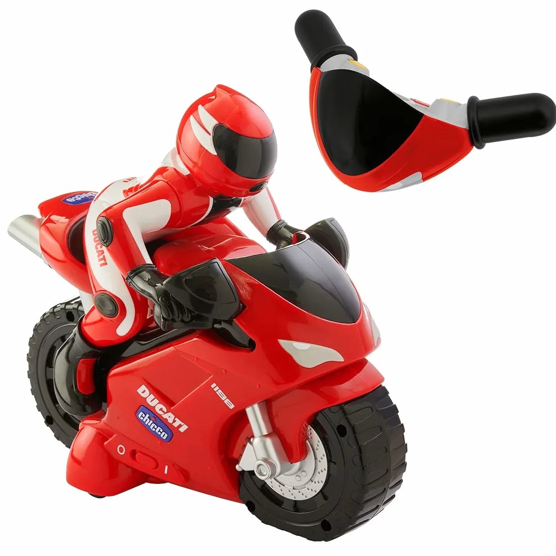 Chicco Moto a Control Remoto Ducati 1198 RC con Manillar intuitivo, claxon y Sonido de Motor. Regalo para niños de 2 a 6 años.