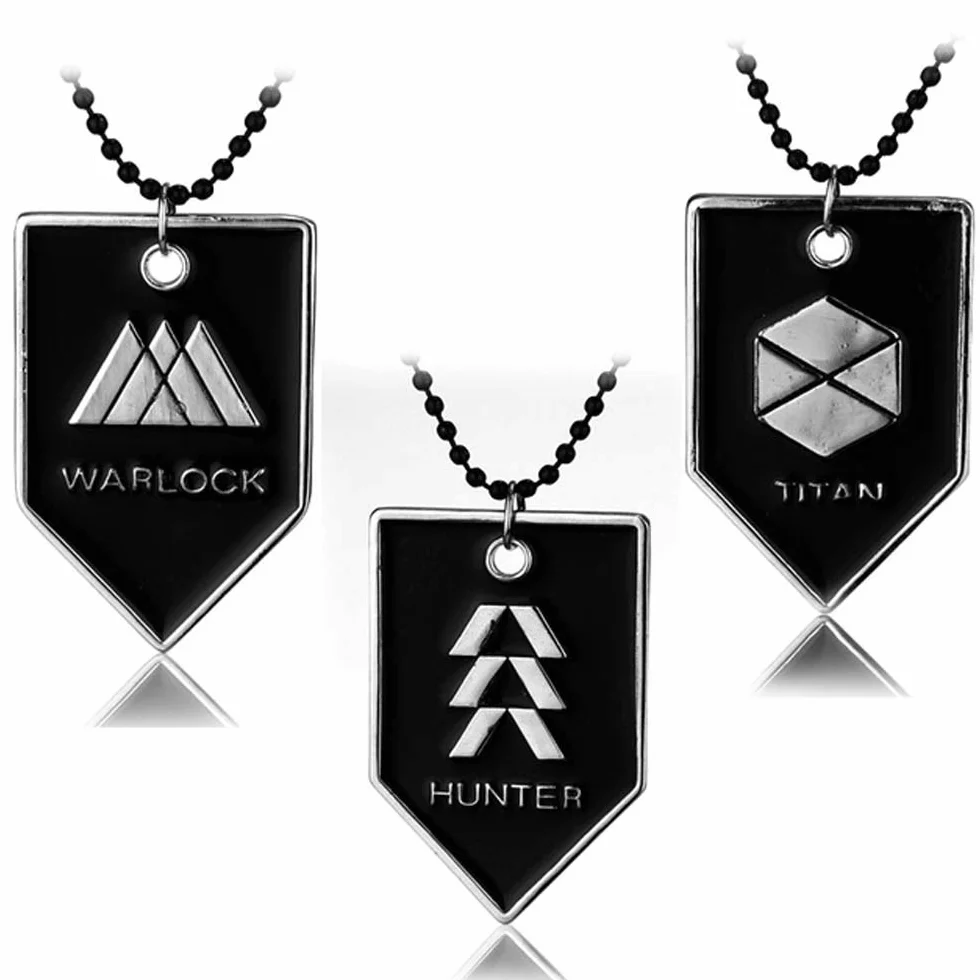 Collar Destiny de 3 piezas Hunter Warlock Titanio Colgante Emblema Collar Fantasma Iron Banner 2