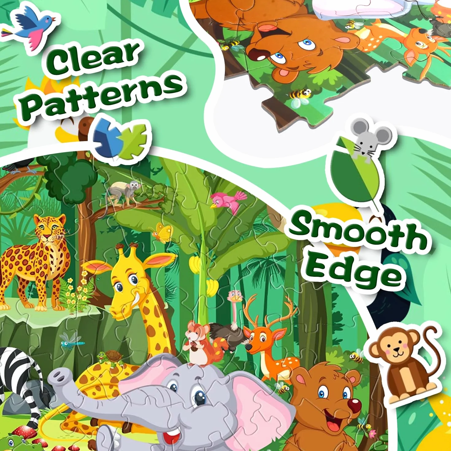 Rompecabezas de la Selva con 71 Piezas - Animales de Juguete Educativo para Niños y Niñas de 3 a 8 Años - Regalo Ideal para Cumpleaños y Fiestas