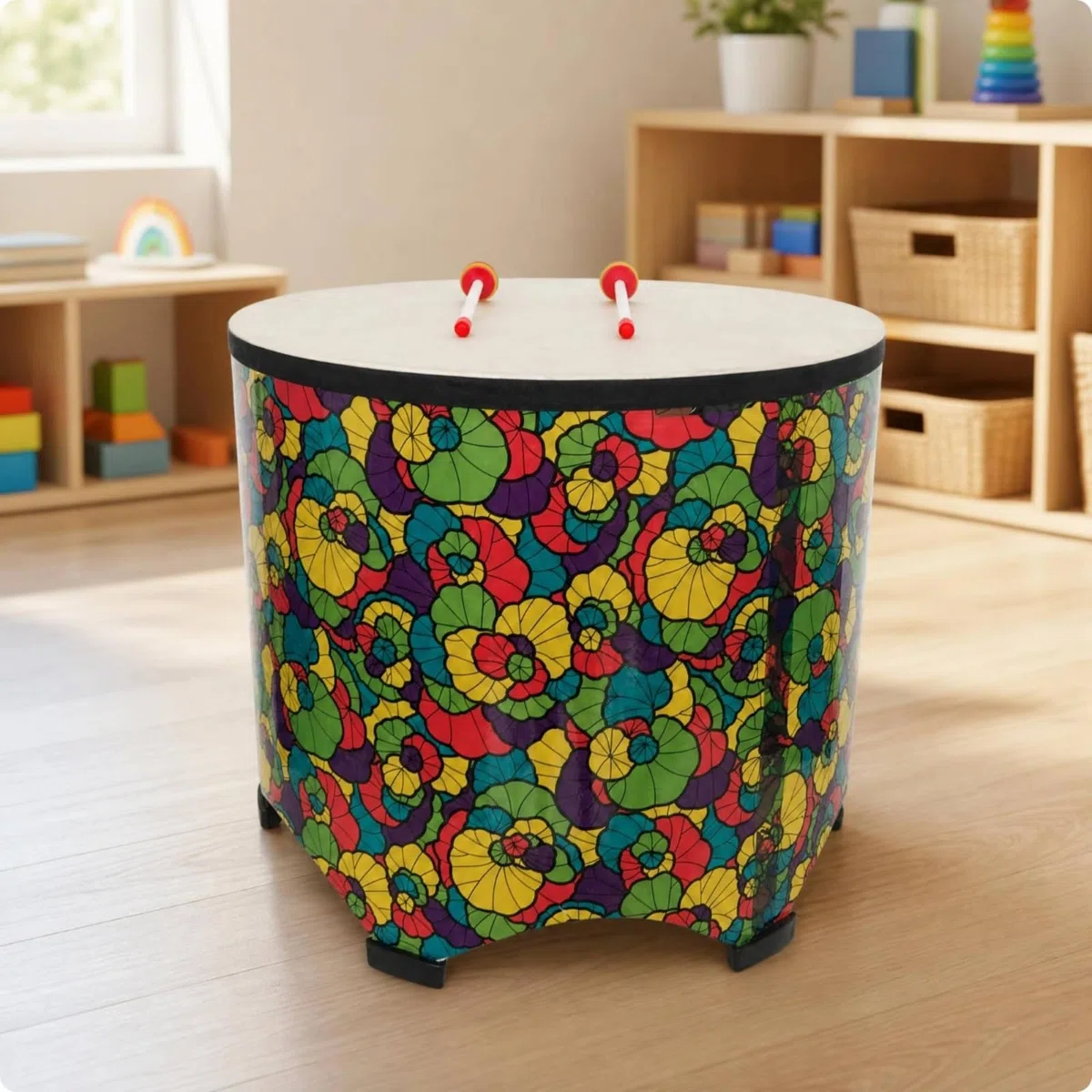 predolo Sonido Suave Tambor con Piel Floral Percusión Infantil para Niños Pequeños, DHD56B
