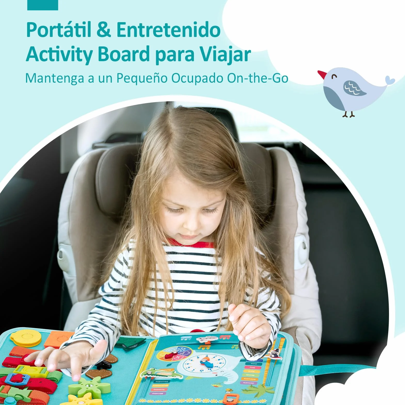 hahaland Busy Board Montessori 2 años - Tablero Sensorial de Actividades Juguetes Montessori para Niños 2 años, Regalos para Niños Cumpleaños 1 2 3 años