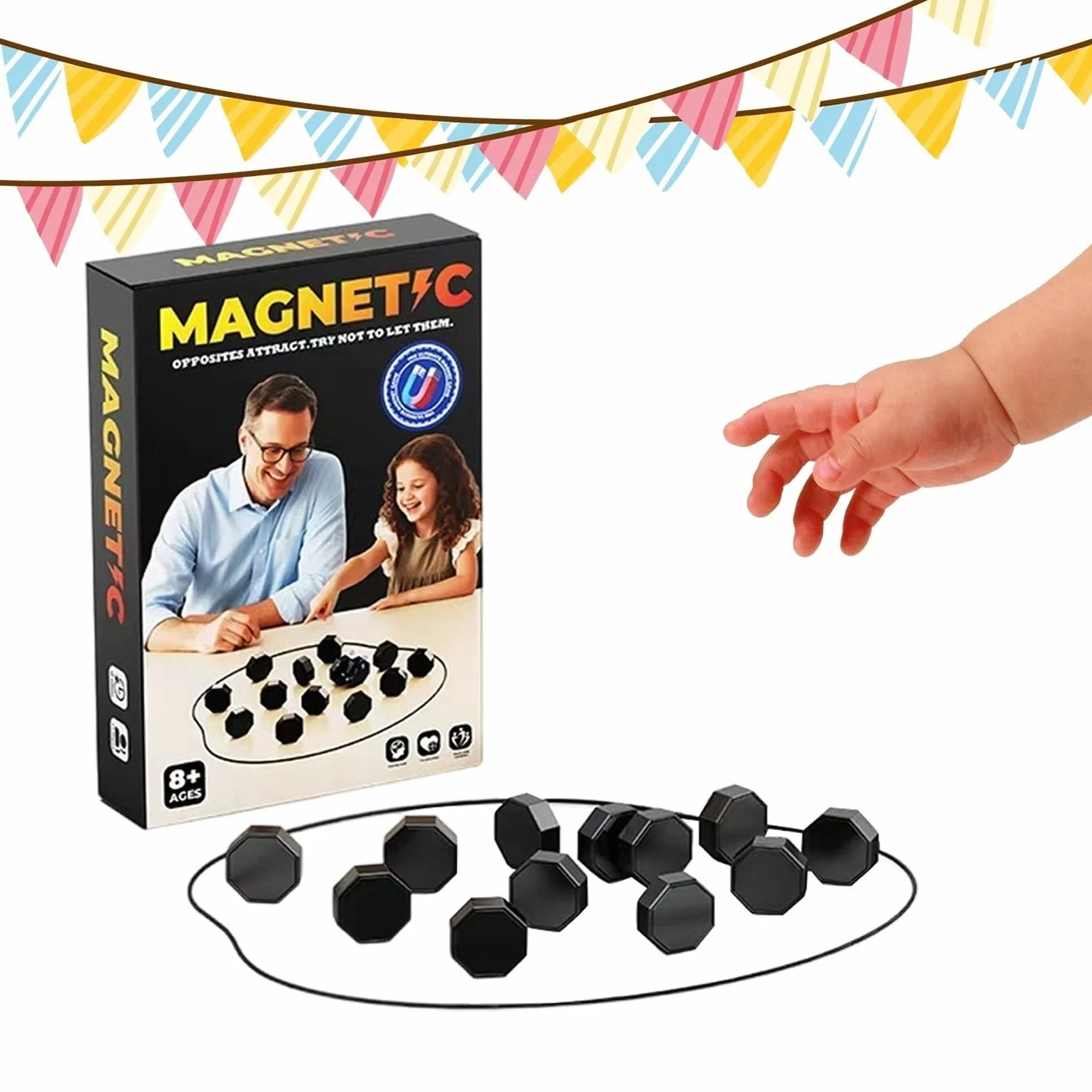 Juego de ajedrez magnético portátil con imán para viajes y camping. Con 20-40 piedras magnéticas como regalo para niños de 9 a 14 años. Incluye rompecabezas Checkers juego en formas geométricas.