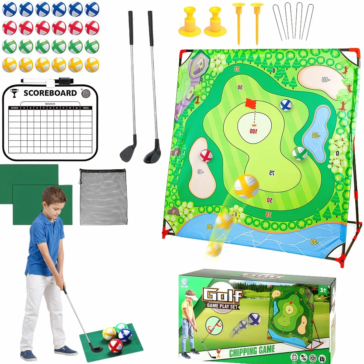 Juego de golf con pelotas de golf y contador de puntos, juego de mini golf, juguetes de golf para niños y adultos, mini maletín de golf, juego de astillado de golf, juego de golf para el hogar
