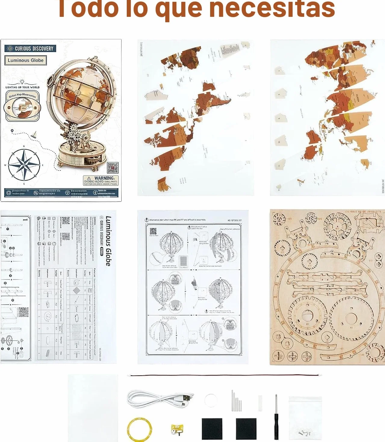 ROBOTIME Puzzle 3D Madera Globo Luminoso Maquetas Construir Adultos Mecánica Manualidades Kits