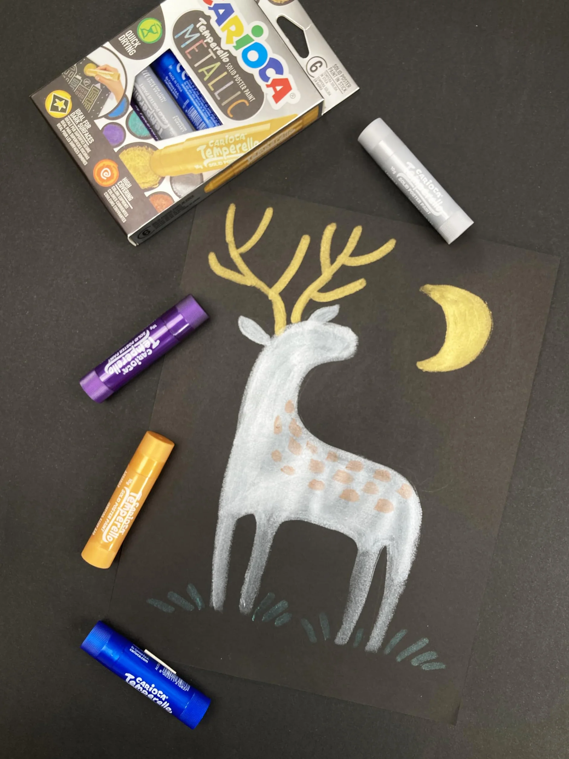 Carioca Temperello | Caja de 24 Témperas Sólidas en Barra | 24 Colores Brillantes y Mezclables | Secado Rápido sin Arrugar el Papel | Pintura Multisuperficie para Madera, Cartón y Cartulina