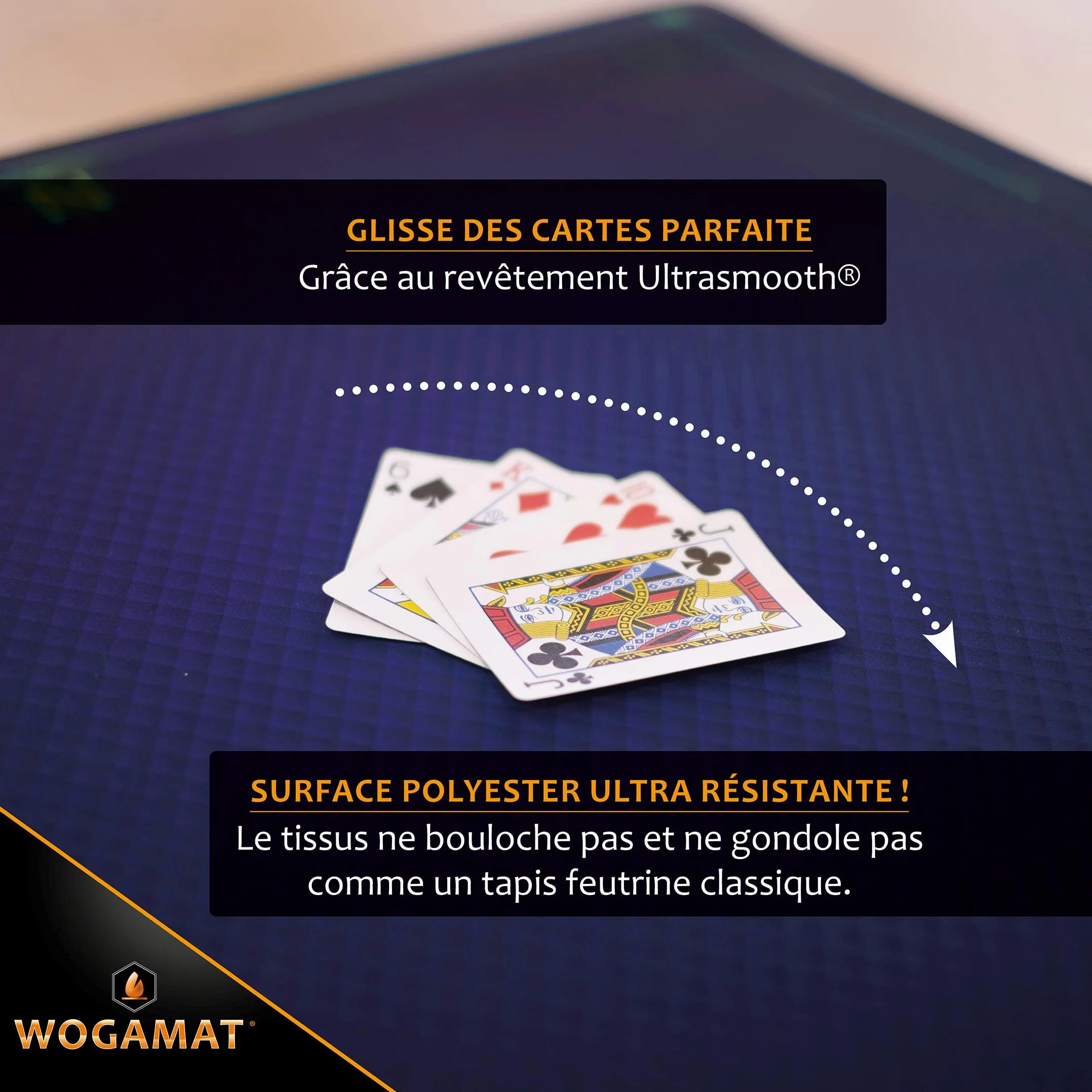 WOGAMAT Officiel – Alfombra de Juego de Cartas de Lujo Azul para Tarot póker, contra, Esquina 60 x 60 cm, Neopreno, Grueso y Antideslizante, Juegos de Cartas