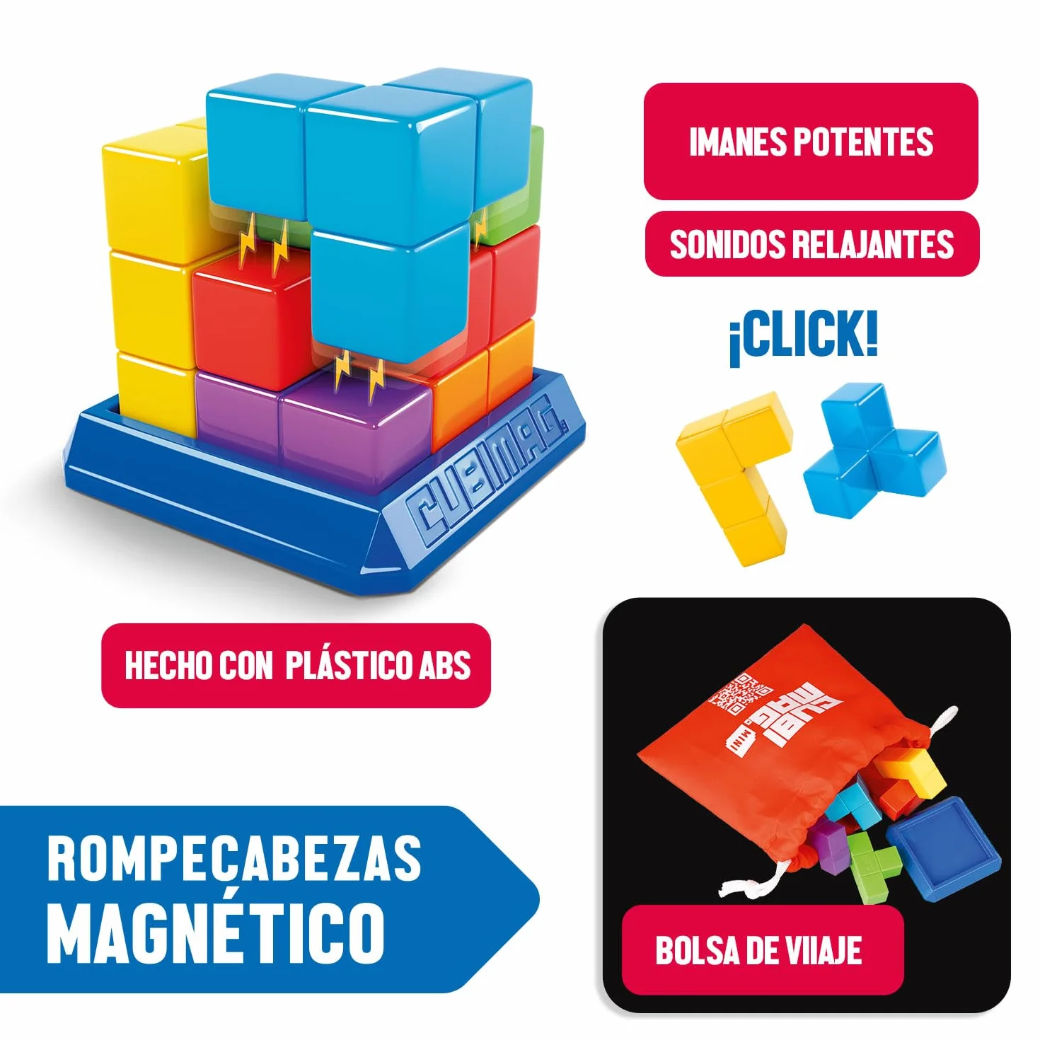 Ludilo - Cubimag Mini | Juego Mesa 8 Años O Más | Rompecabezas Adultos con 2 Modos De Juego | Juegos De Mesa Adulto | Juegos De Ingenio con 136 Desafíos