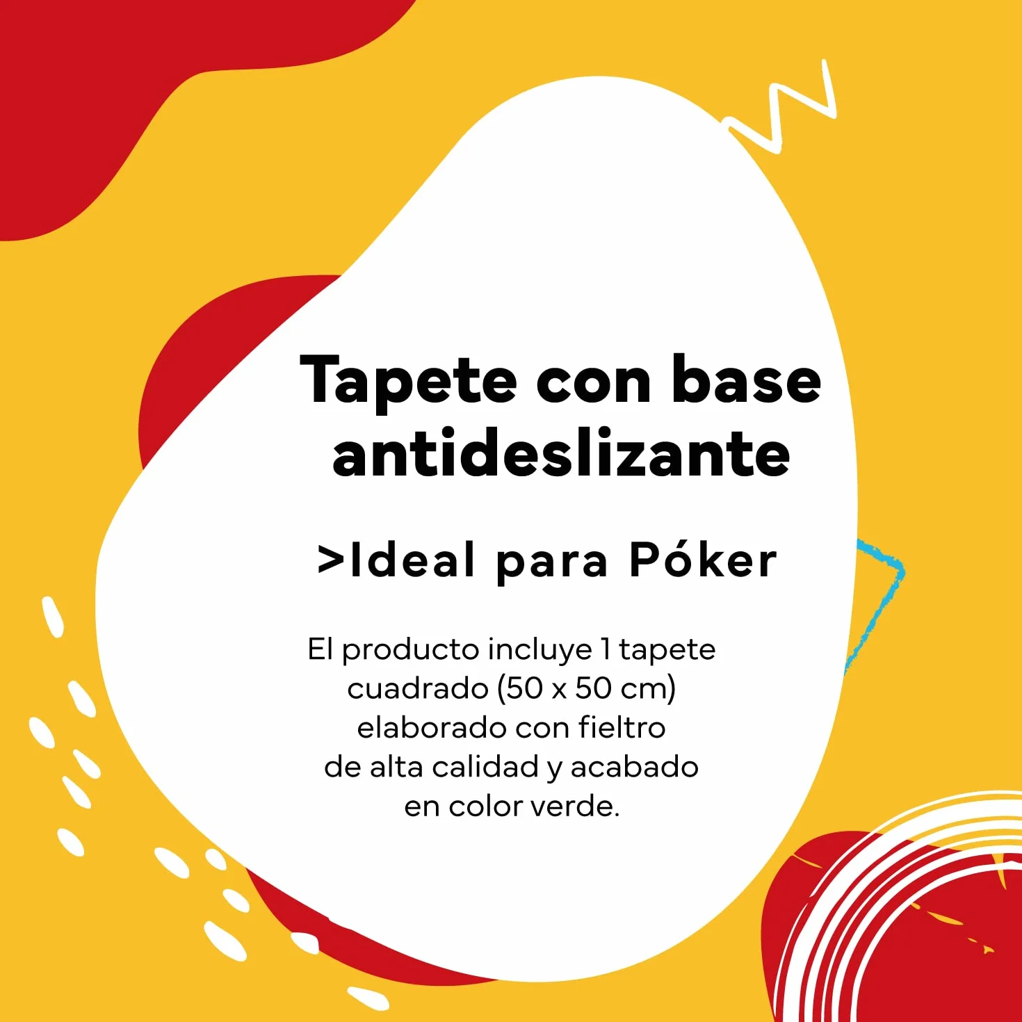 Cayro - Tapete con Base Antideslizante - 50 x 50 cm - Accesorio para Juegos de Mesa - Ideal para Póker, Cartas o Dados - hasta 4 Jugadores - Verde
