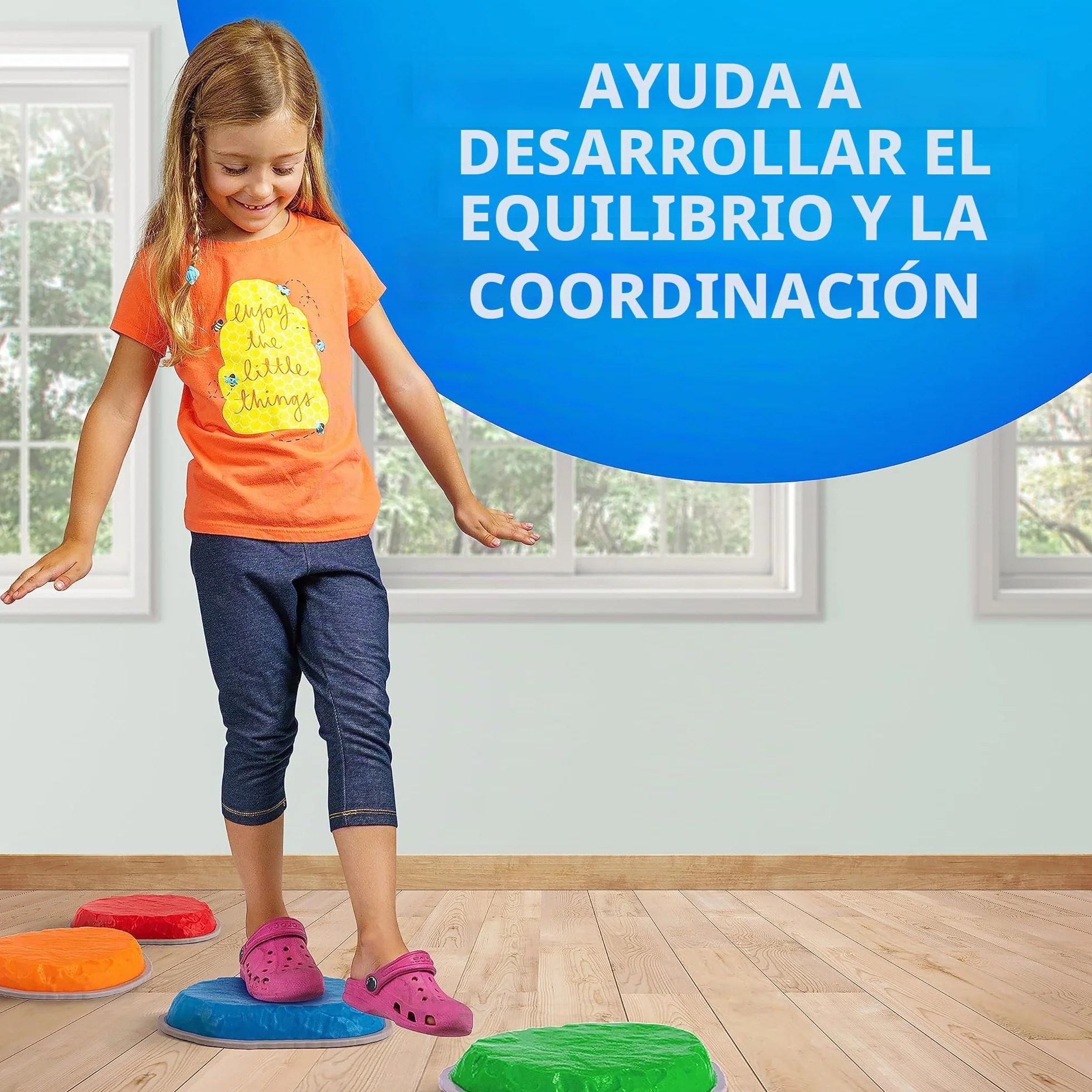 Blue Marble National Geographic Piedras de Equilibrio para Niños - 10 Piedras Duraderas Antideslizantes para Desarrollar Habilidades Motoras y Equilibrio