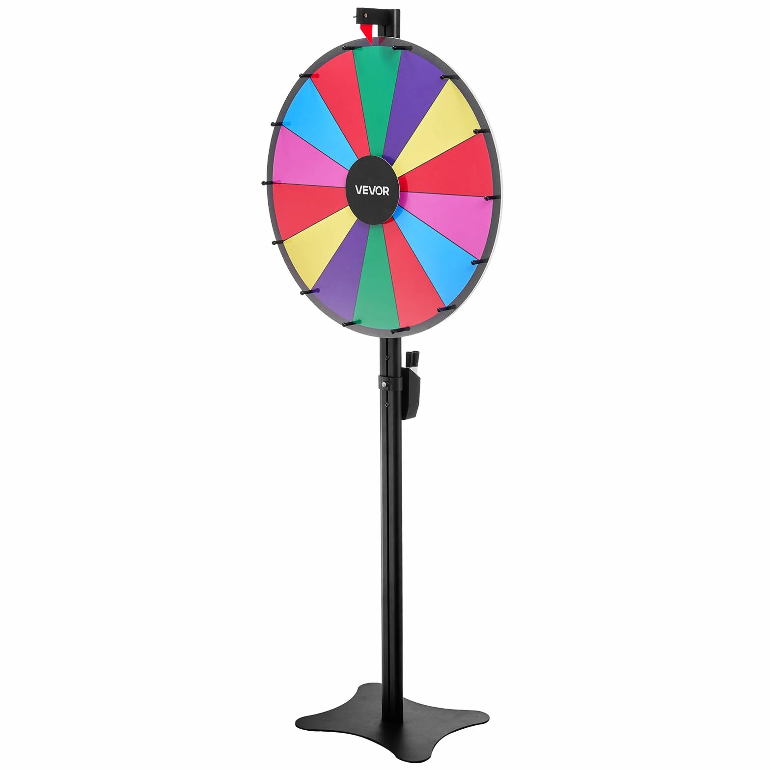 VEVOR Rueda de la Fortuna 14 Ranuras con Soporte Altura Ajustable Juegos de Lotería Ruleta Ganadora 605 x 300 x 1510 mm