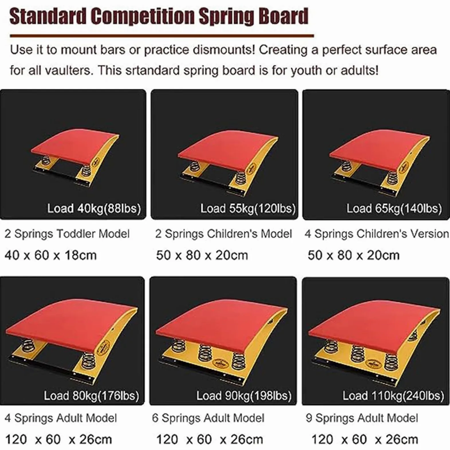 Madera dura con tapetes de protección contra choques(2 Springs 40x60x18cm)